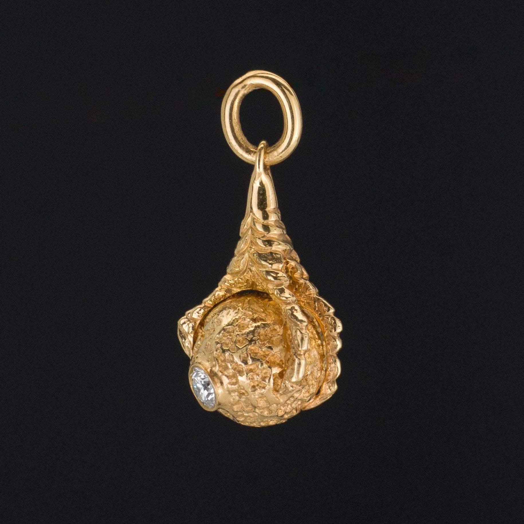 Gold Talon or Claw Charm | Antique Talon Charm | 14k Gold & Diamond Charm | 14k Gold Charm or Pendant