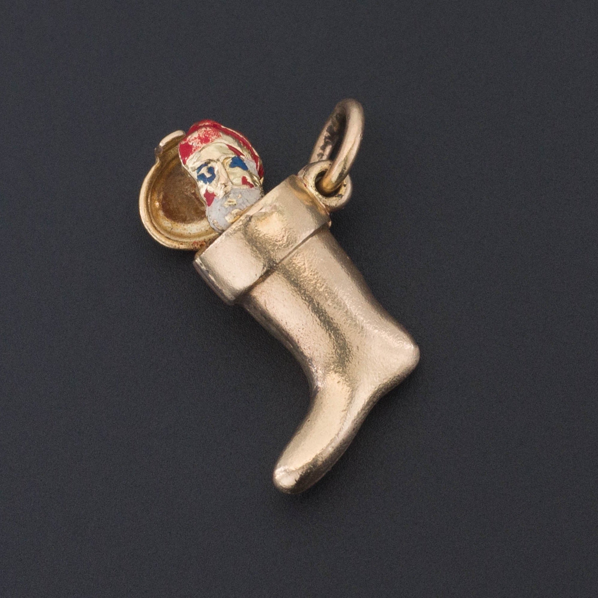 Santa Charm | Moveable Santa in Boot Charm 