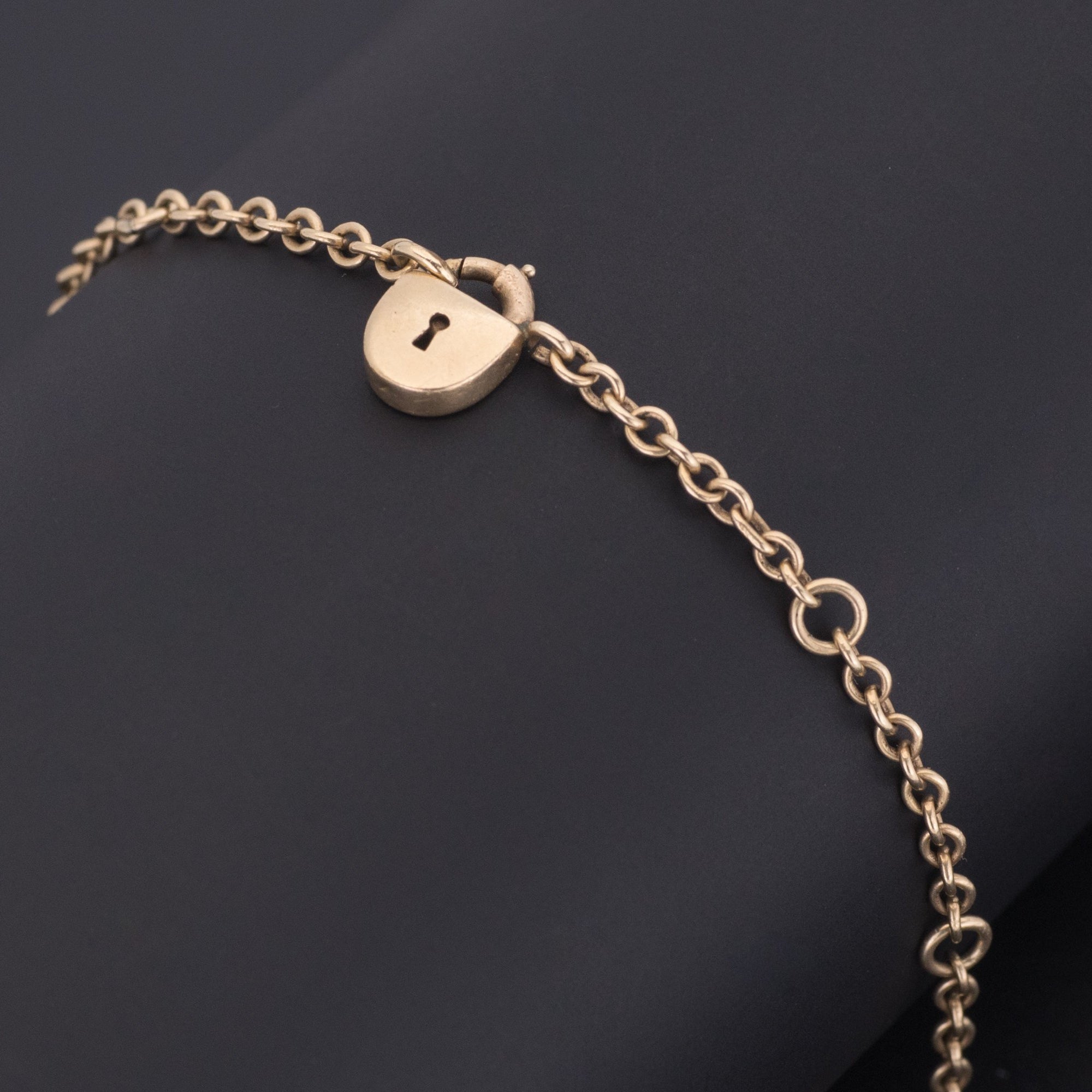 Antique Gold Bracelet | Antique Charm Bracelet | 14k Gold Bracelet | Padlock Charm Bracelet