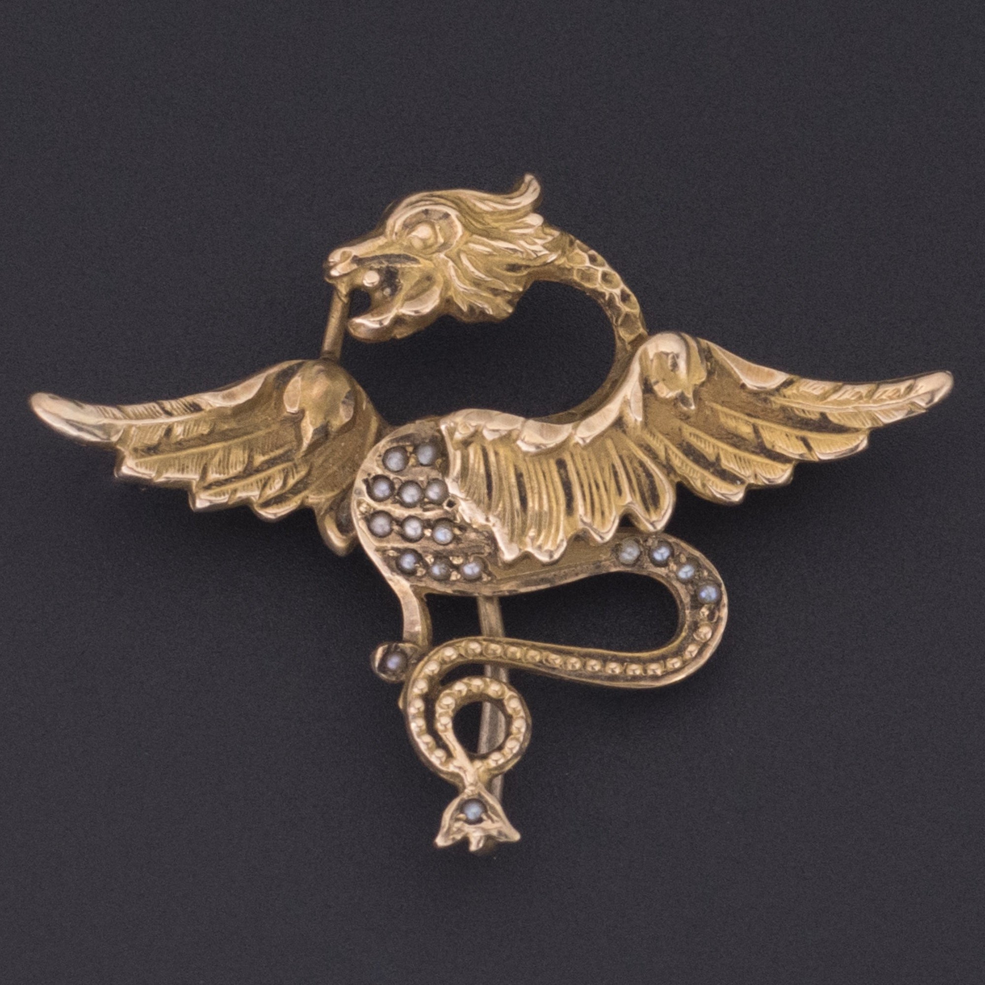 Antique Griffin Brooch or Watch Pin | 10k Gold Griffin | Antique Griffin Brooch | Antique Brooch