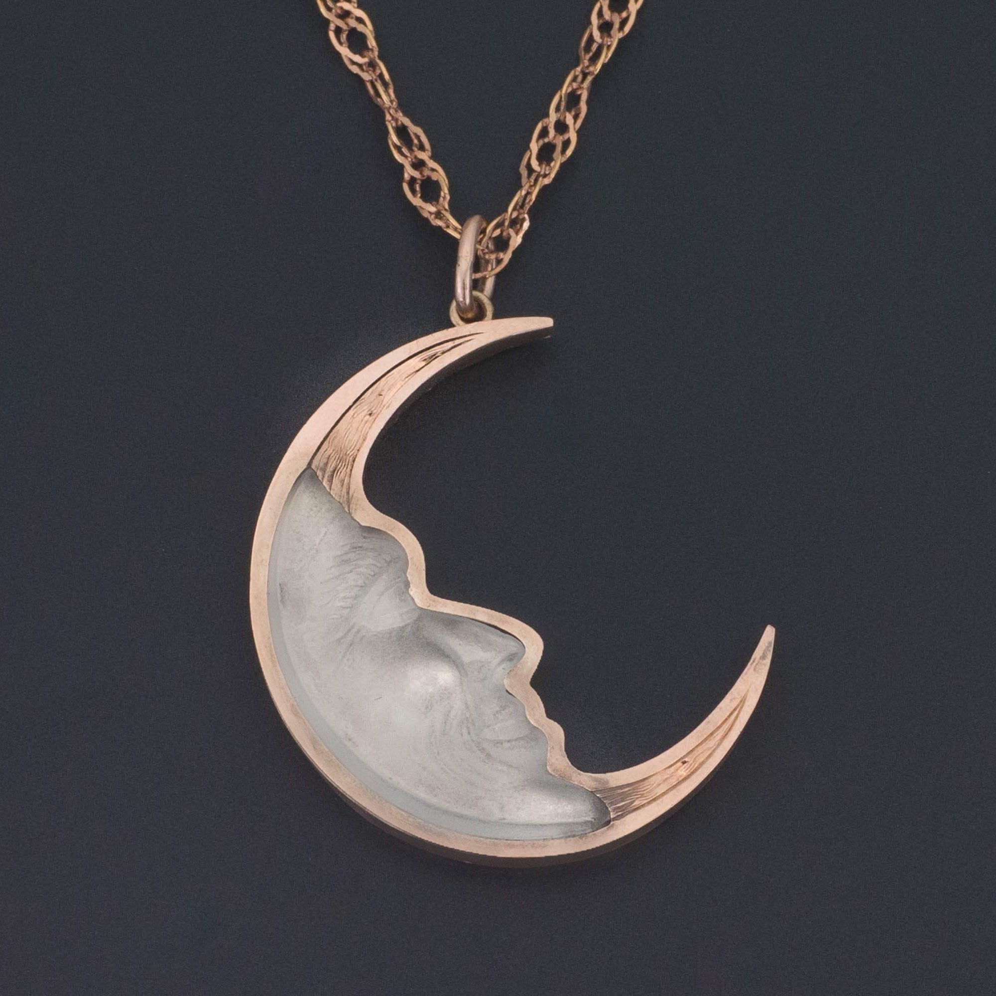 Man In The Moon Pendant | Antique Pin Conversion | 9ct Rose Gold & Silver Pendant on Optional 18k Rose Gold Chain