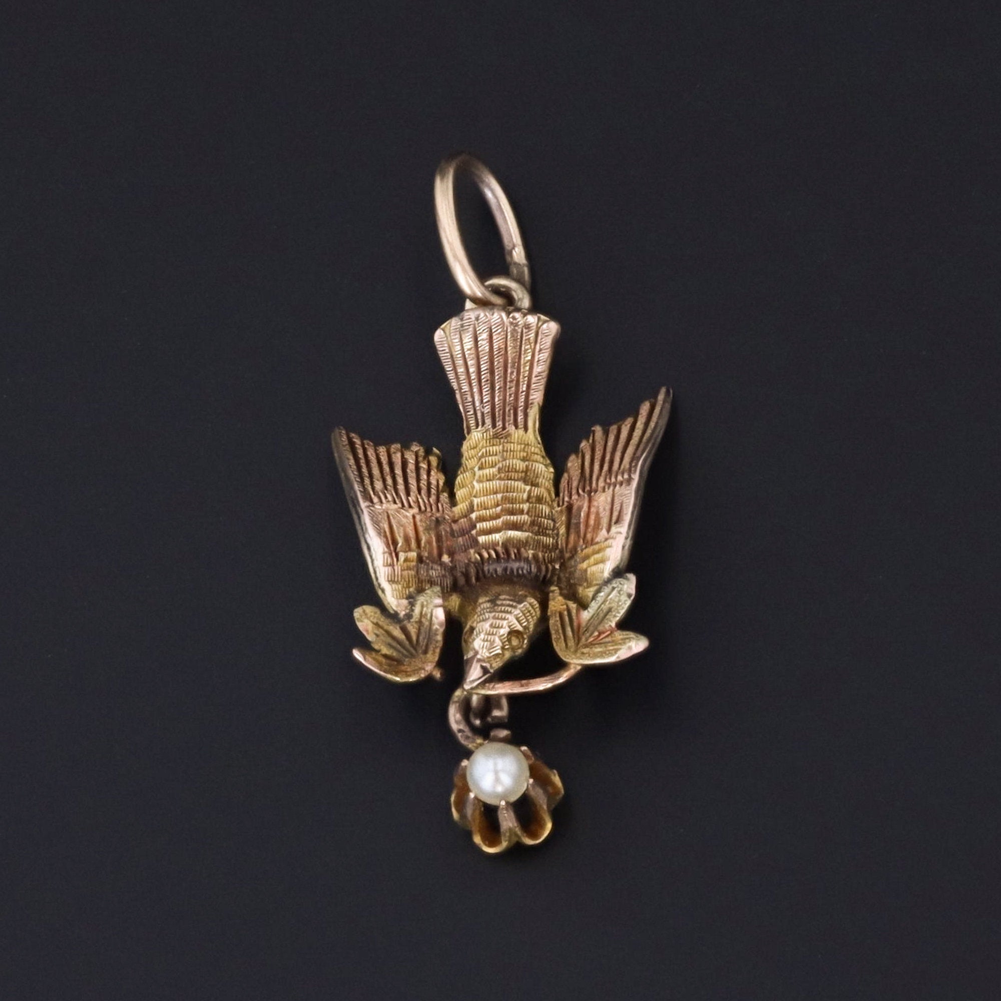 Bird Charm | Antique Bird Charm | 14k Gold Charm | Pin Conversion | Gold Charm