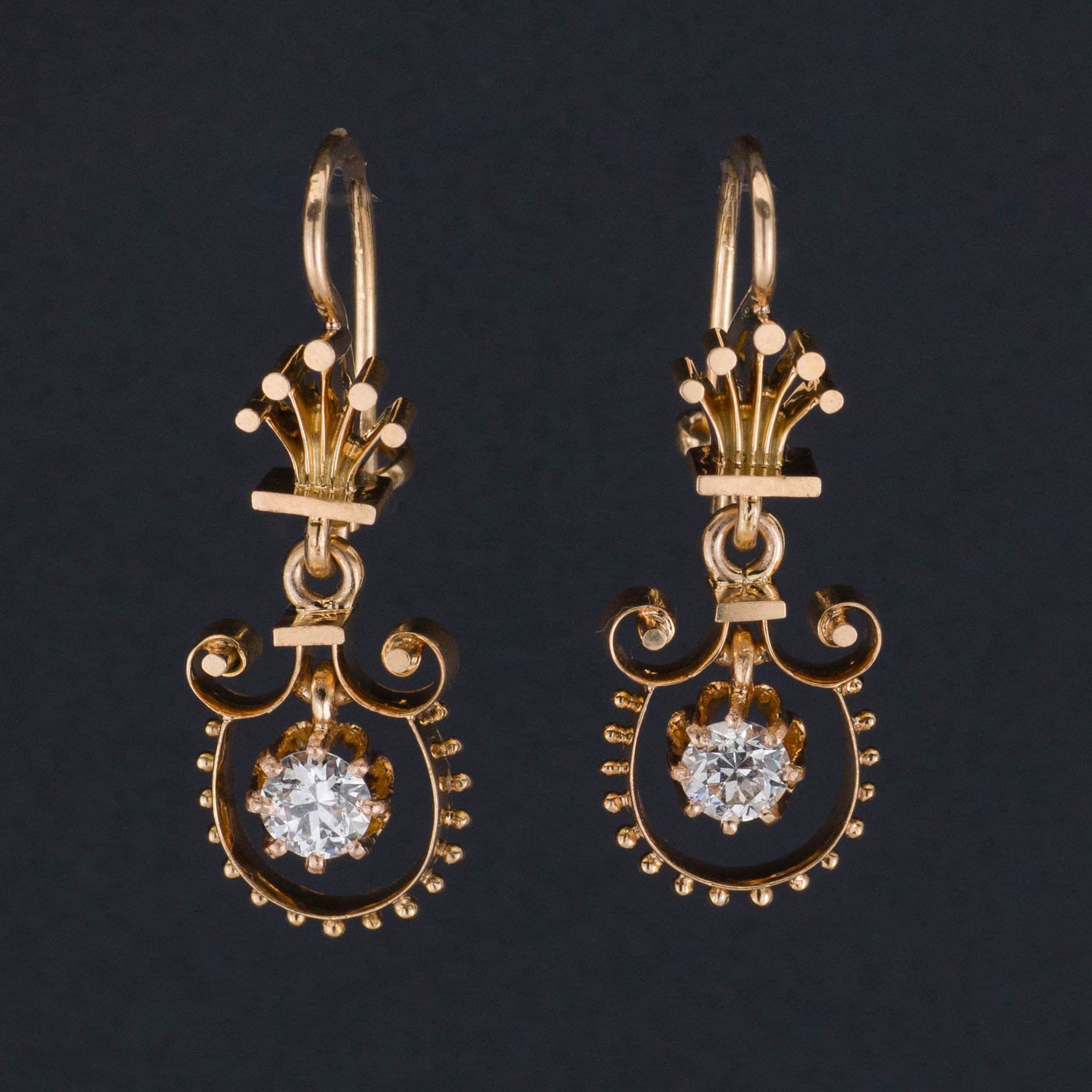 Vintage Diamond Earrings | Diamond Dangle Earrings 