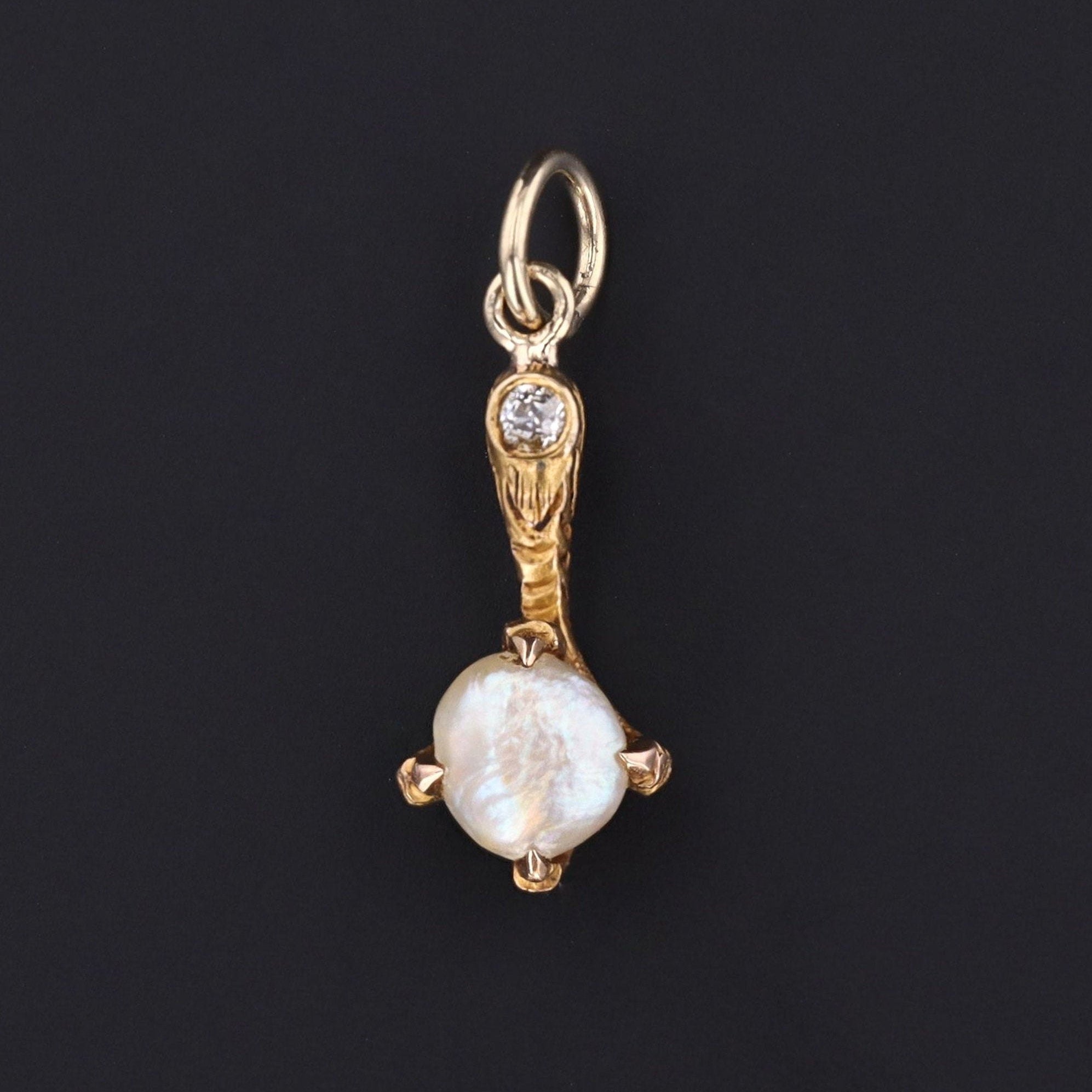 Antique Talon Charm | Antique Pearl & Diamond Charm | 14k Gold Charm | Talon or Claw Charm | Pin Conversion