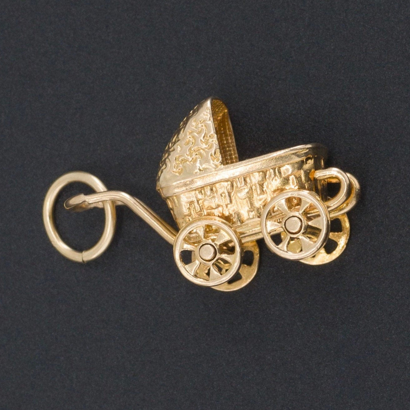 Baby Carriage Charm | 14k Gold Baby Stroller Charm 