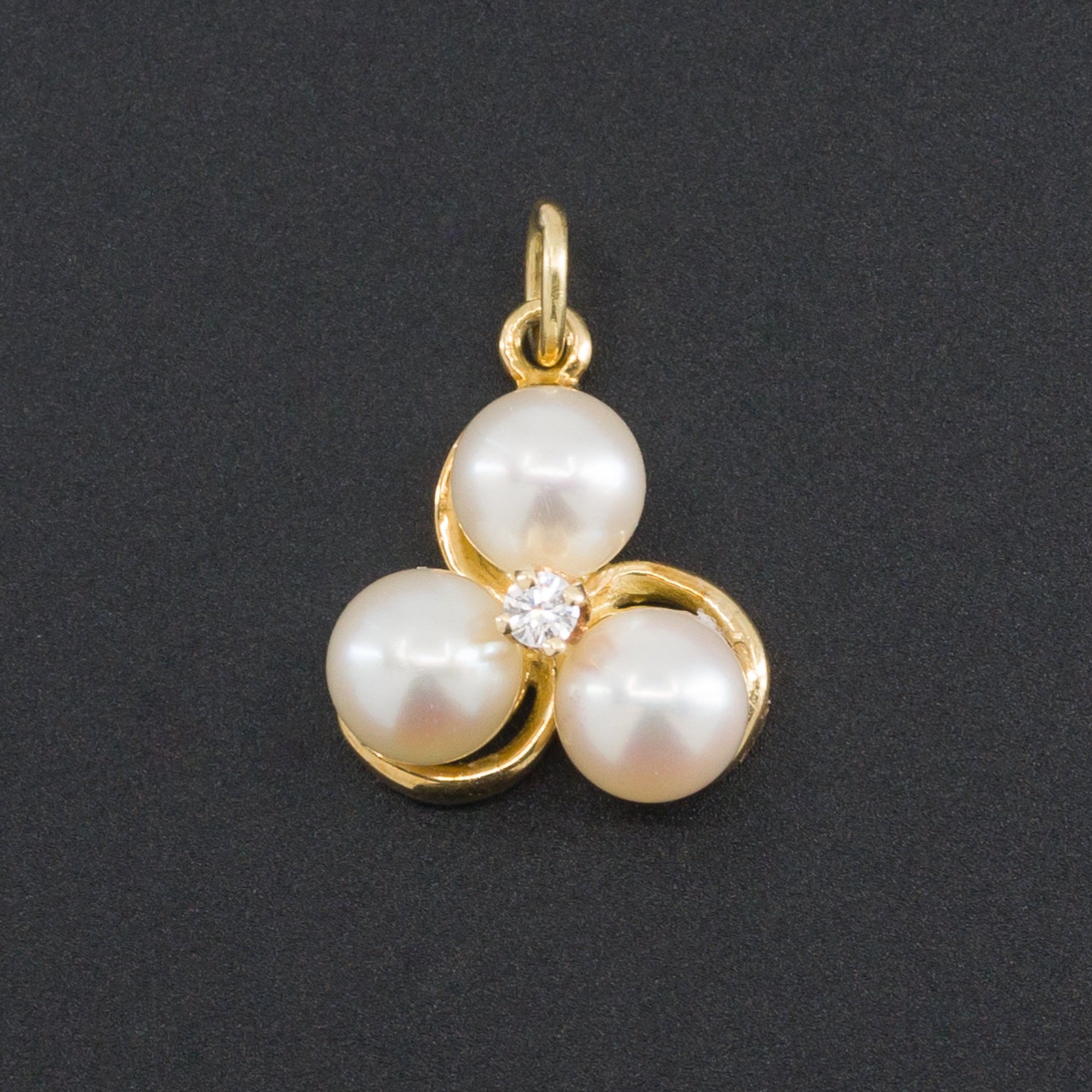 Vintage Pearl & Diamond Charm | Vintage Charm | 18k Pearl and Diamond Pendant