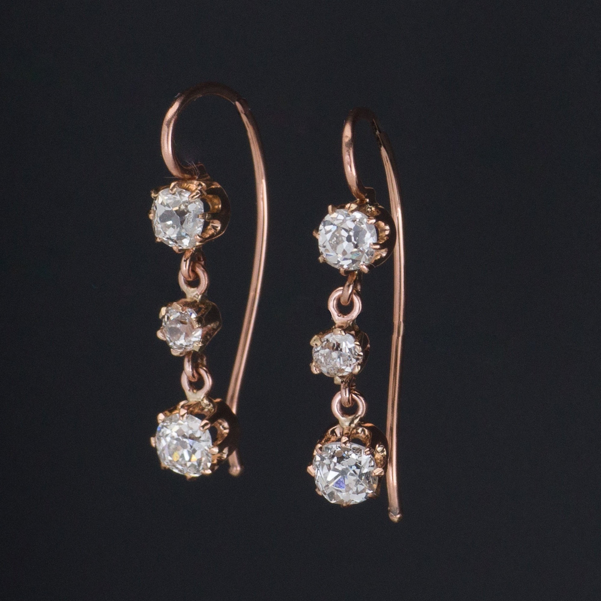 Antique Diamond Earrings | Diamond Earrings | Bridal Earrings | 14k Gold & Mine Cut Diamond Earrings