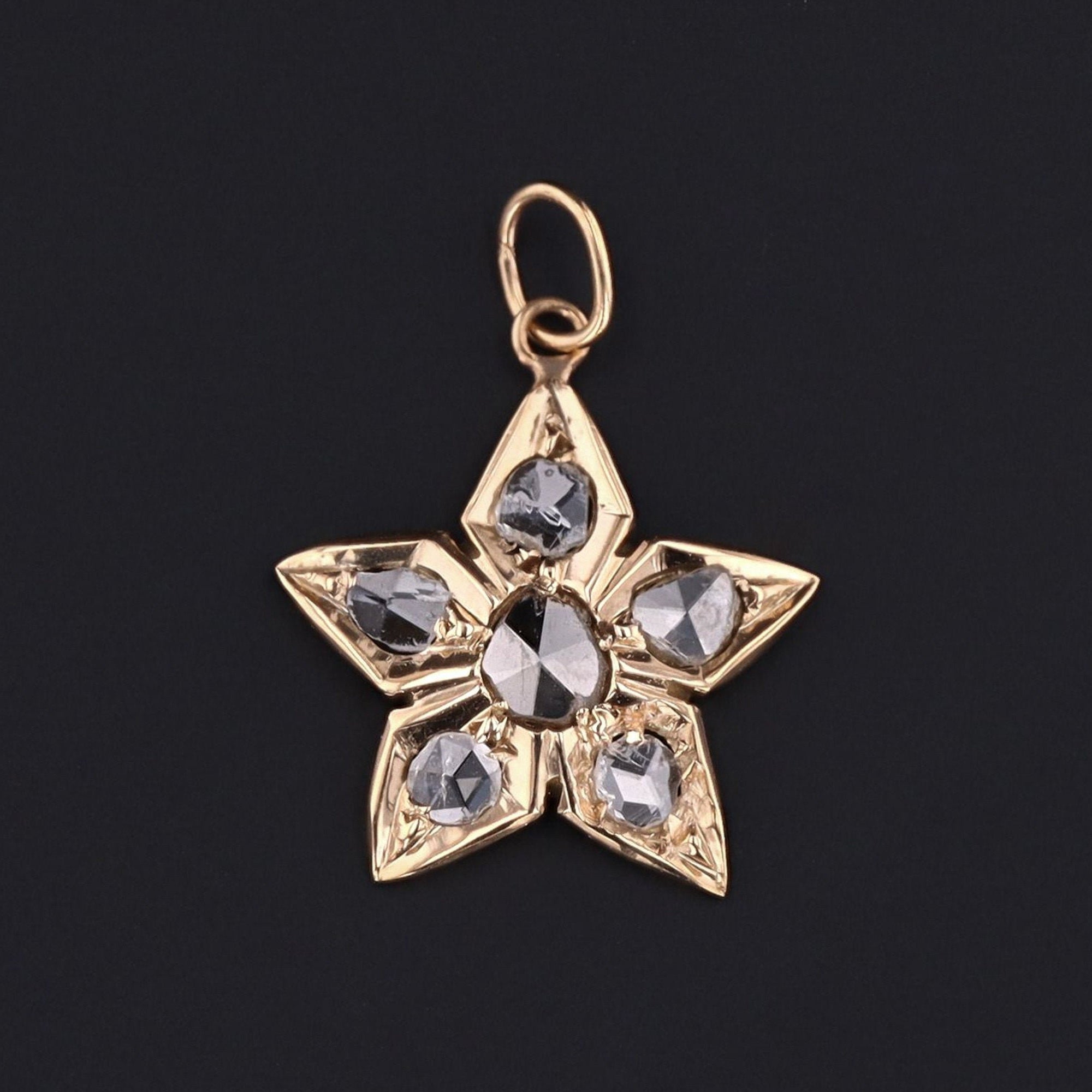 Antique Diamond Star Charm | 14k Diamond Charm | Antique Charm | 14k Gold Charm