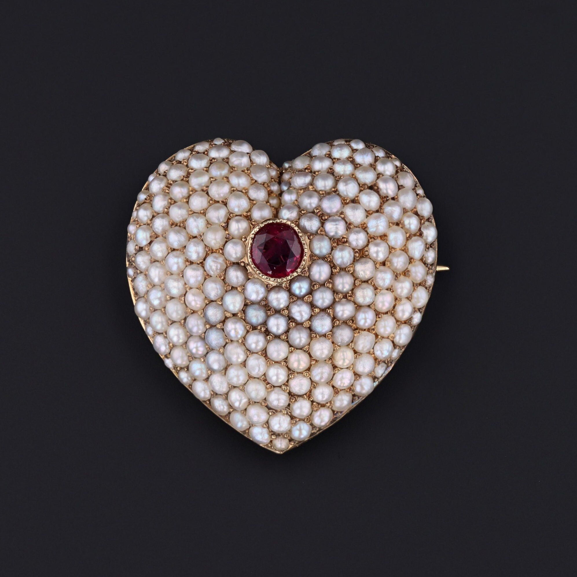 Antique Heart Pendant or Brooch | Pearl Heart 