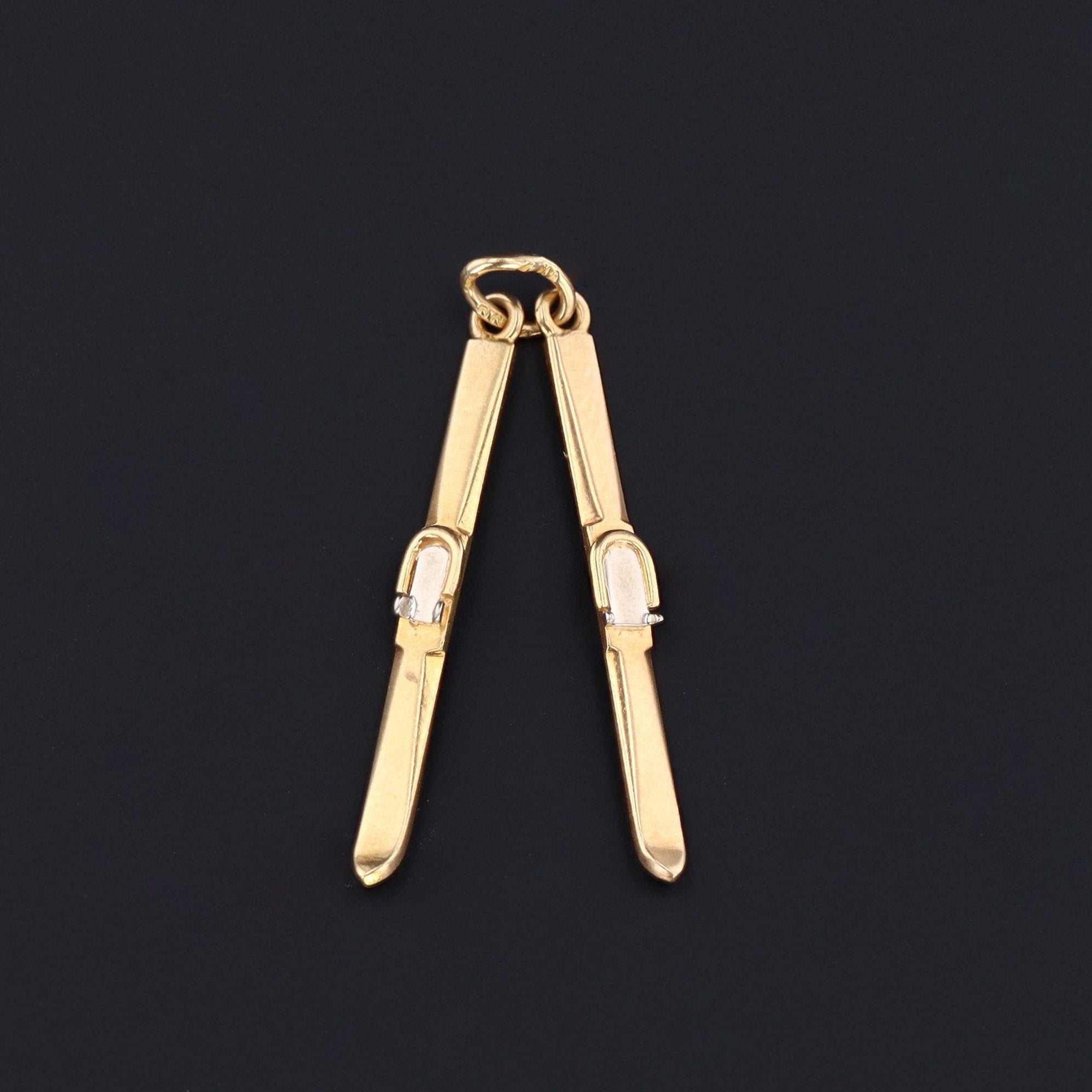 Skis Charm | Vintage 14k Gold Charm | Vintage Gold Skis Charm | Vintage Charm