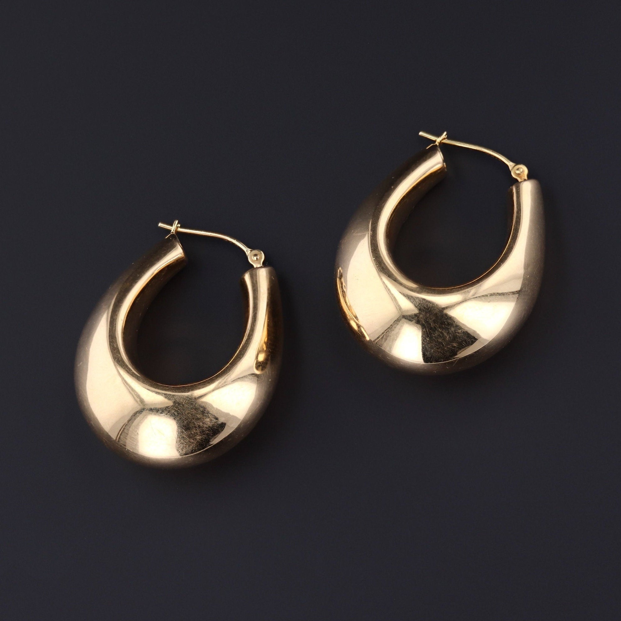 Large 14k Gold Hoop Earrings | Vintage 14k Gold Earrings | 14k Gold Earrings | Latch Back Hoop Earrings