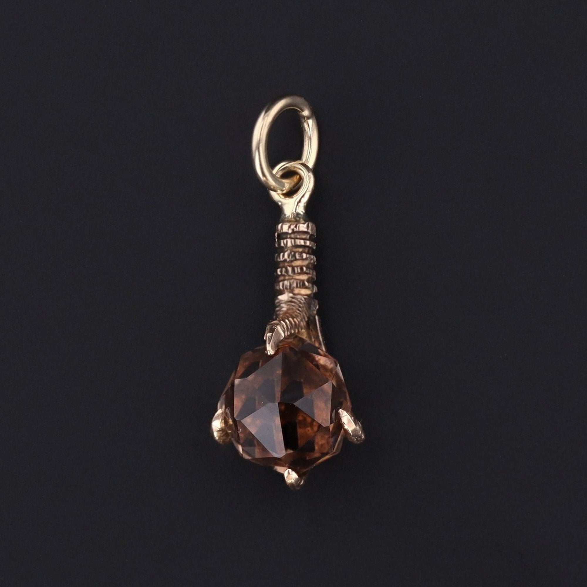 Smokey Quartz Talon Pendant or Charm | Antique Claw or Talon | 10k Gold Charm | Pin Conversion