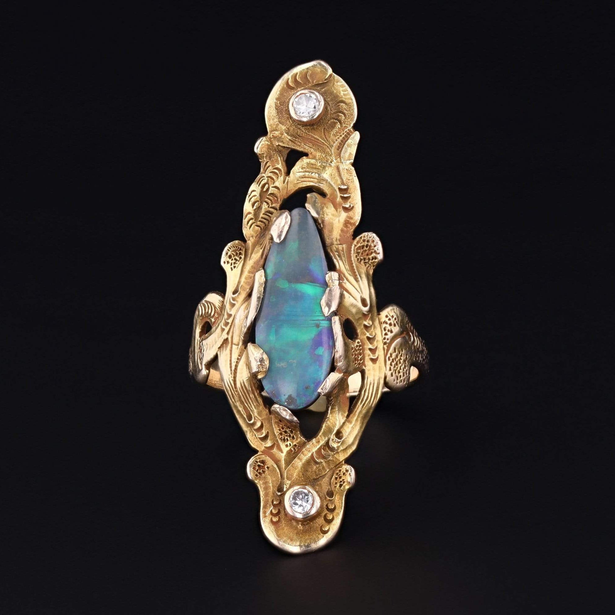 Boulder Opal Ring | 10k Gold Ring 