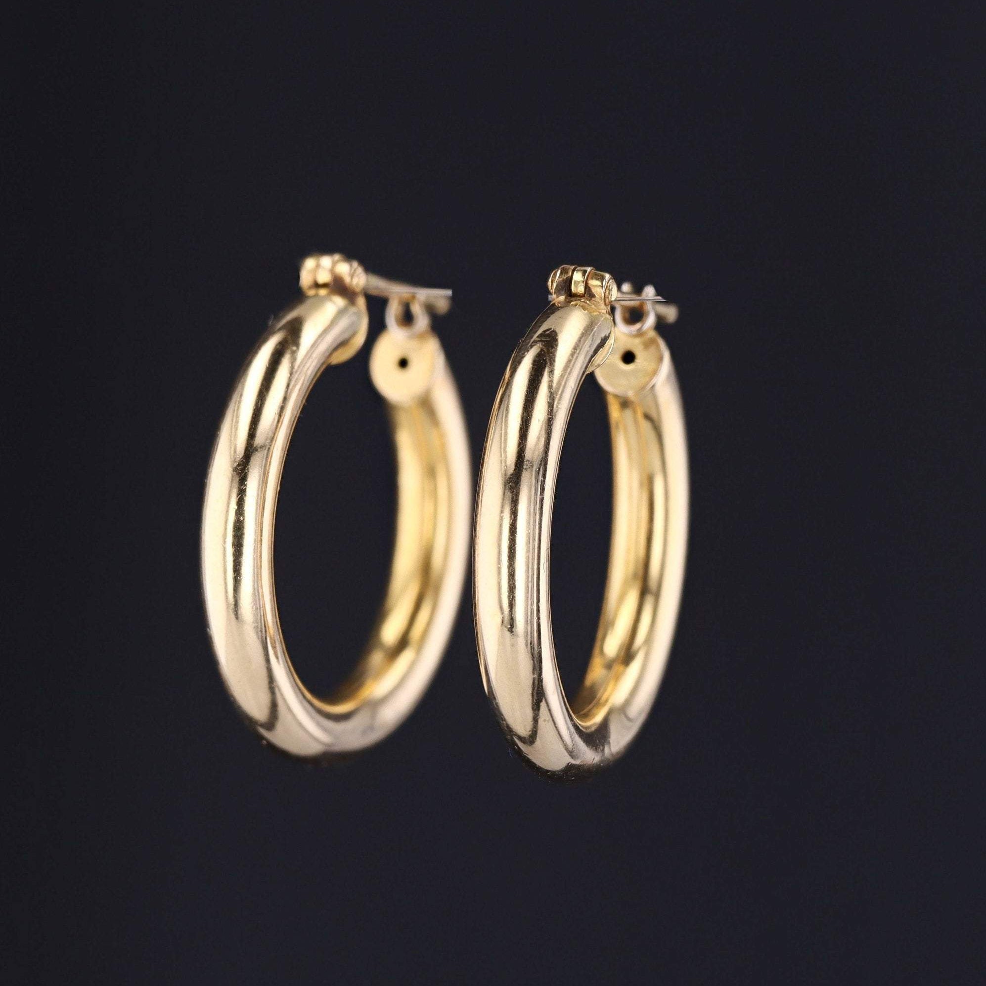 Large 14k Gold Hoop Earrings | Vintage 14k Gold Earrings | 14k Gold Earrings | Latch Back Hoop Earrings