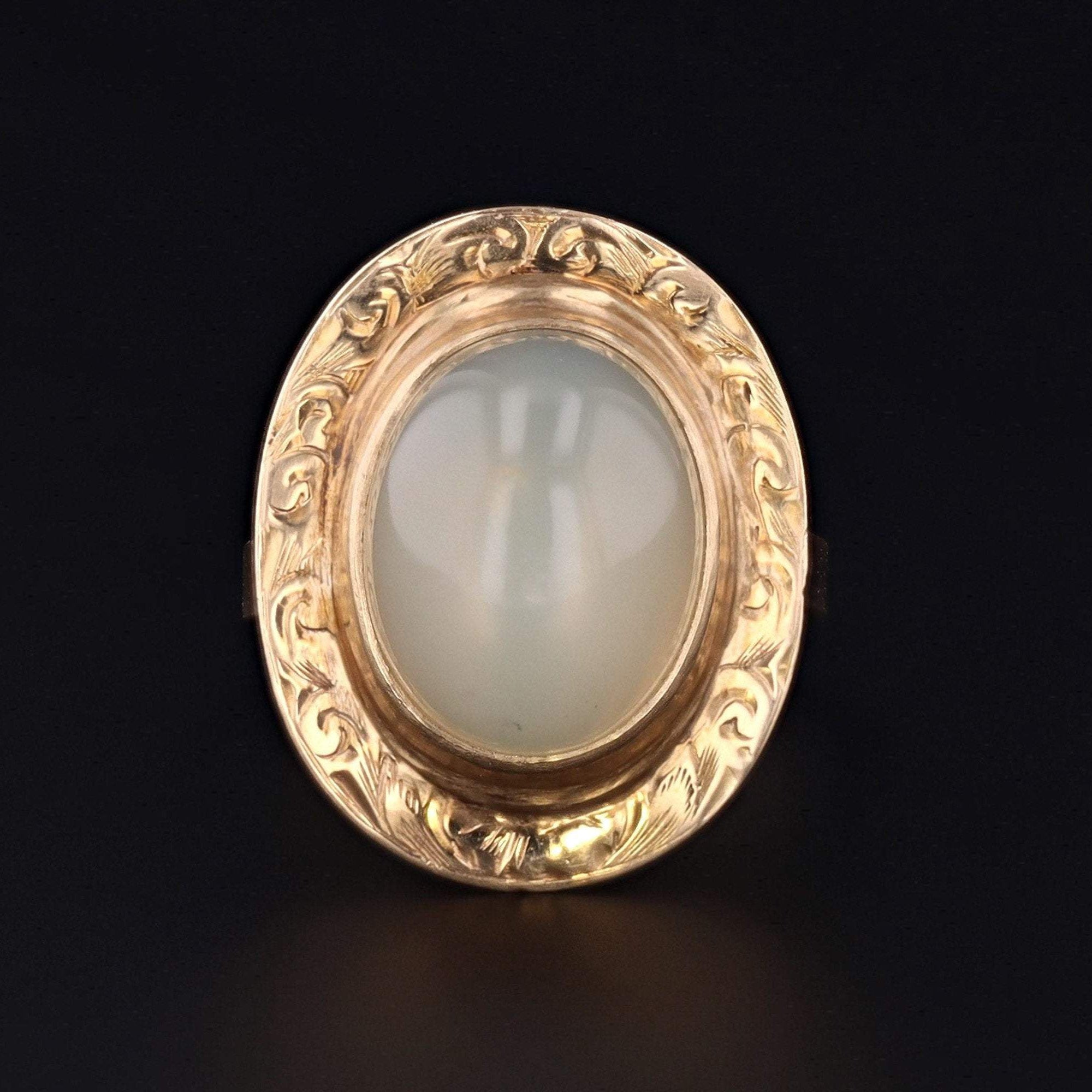 Moonstone Ring | Antique Pin Conversion | 14k Gold Moonstone Ring | 14k Gold Ring