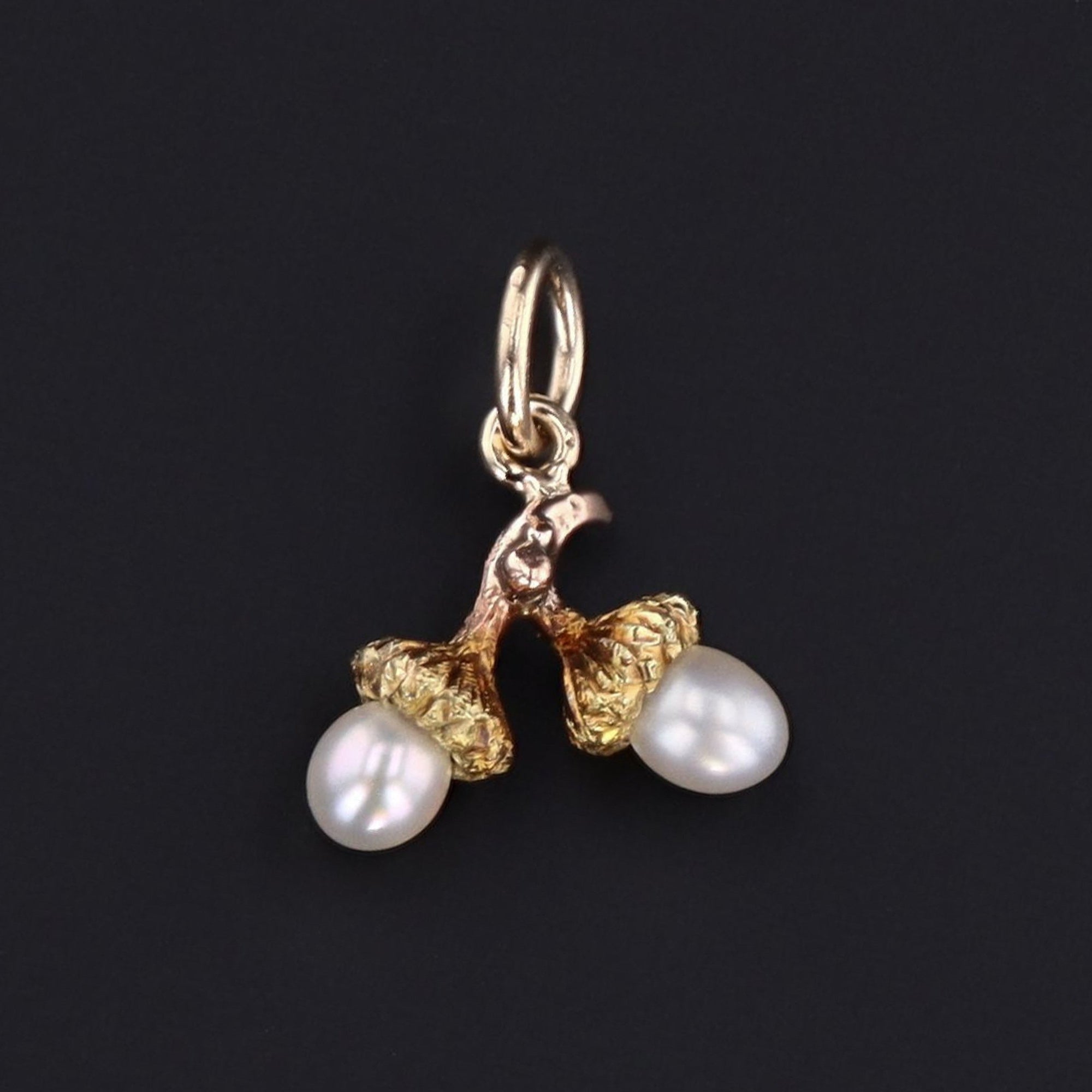 Pearl Acorn Charm or Pendant | Antique Acorn Charm | Antique 14k Gold Charm | Acorn Pendant | Fertility Charm