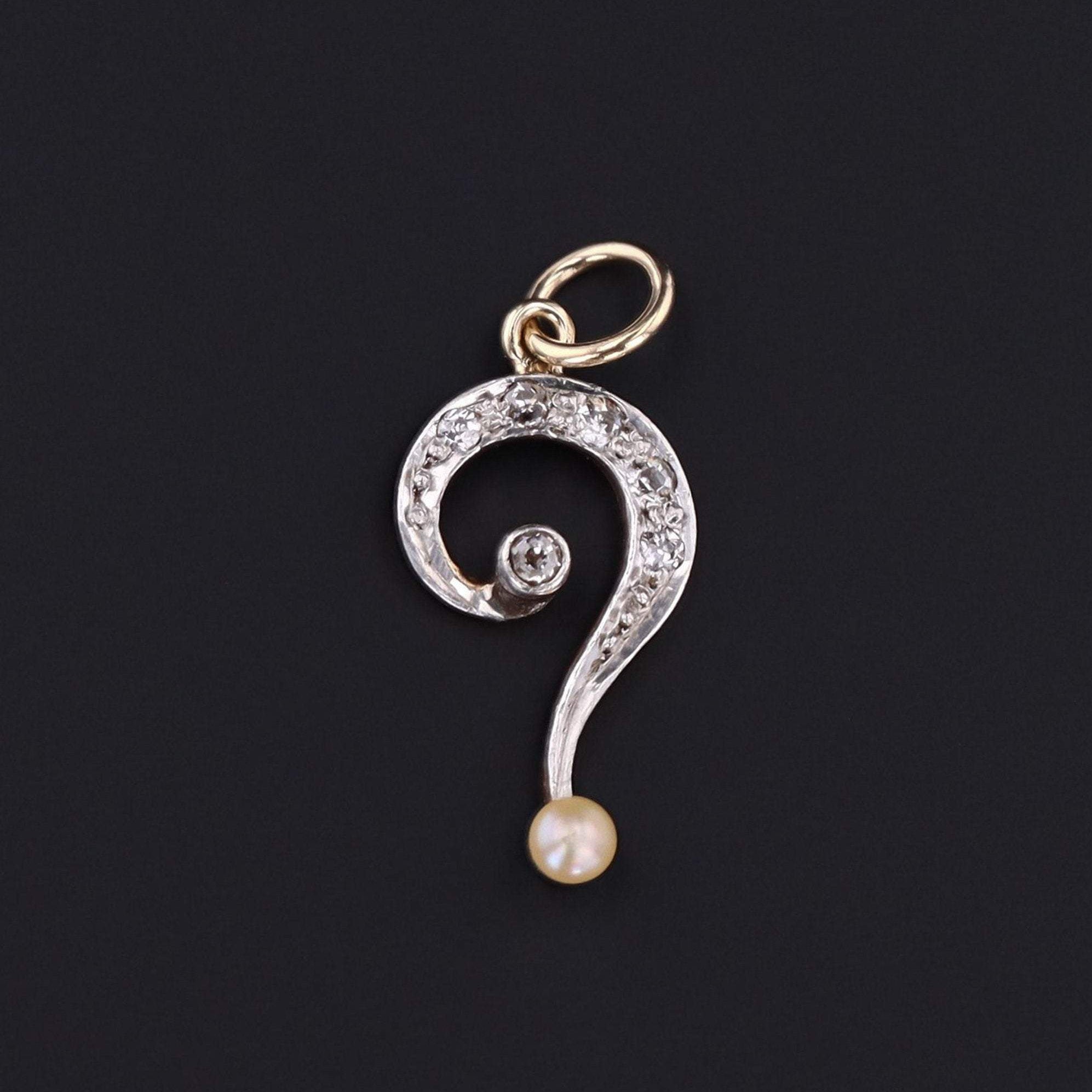 Question Mark Charm | Diamond Question Mark Charm | 14k Gold & Platinum Charm | Diamond Charm