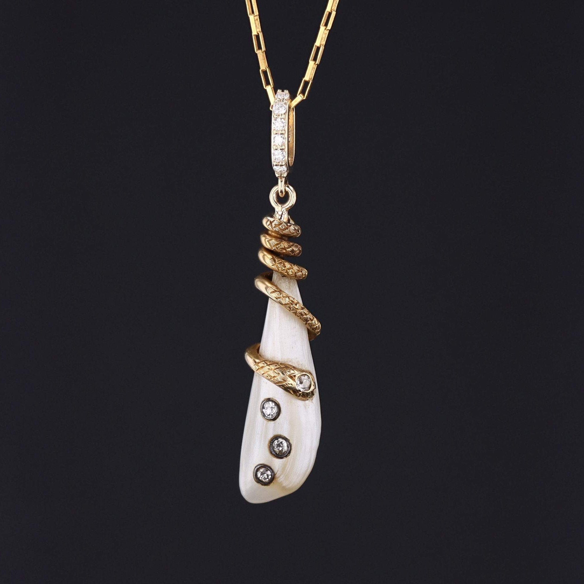 Snake Pendant | Antique Baroque Pearl & Diamond Pendant | Pin Conversion | 14k Gold Pendant on Optional 14k Chain | Antique Snake Pendant