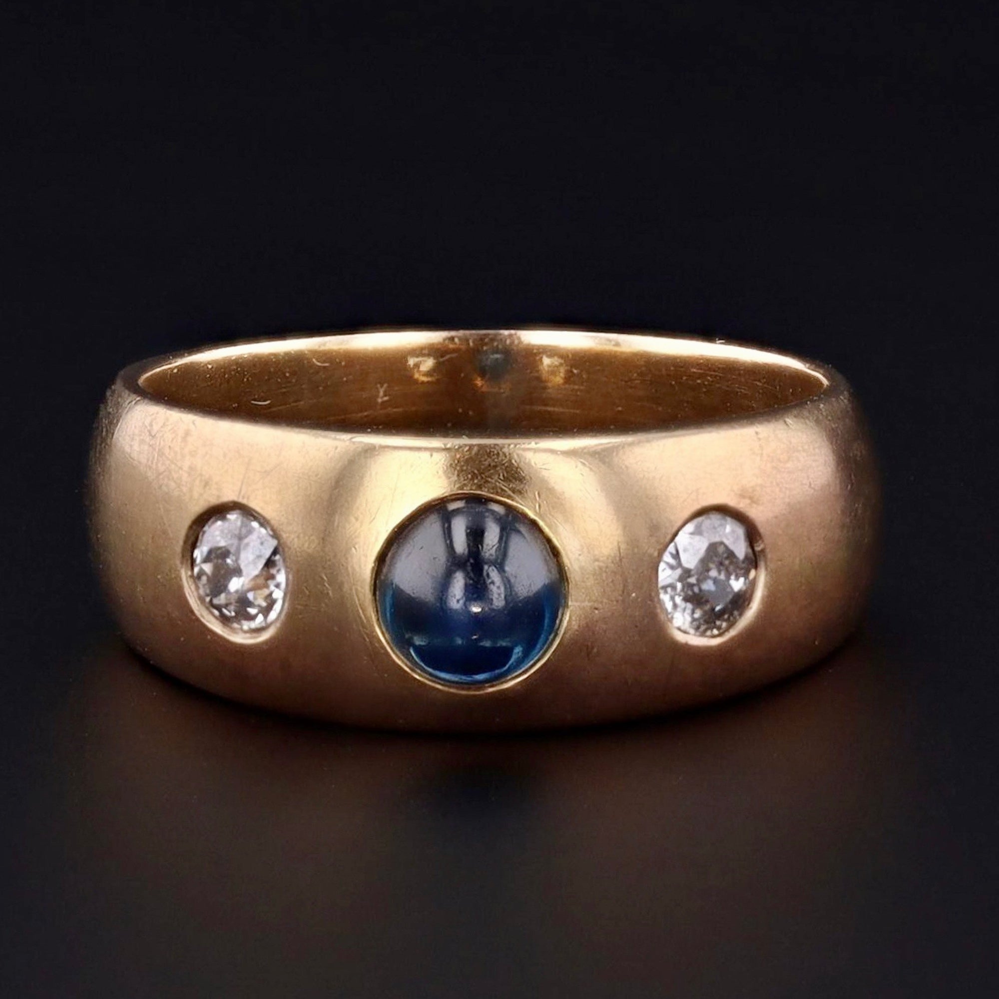 Antique Sapphire & Diamond Ring | Antique Band | 14k Gold Ring | 14k Gold Band