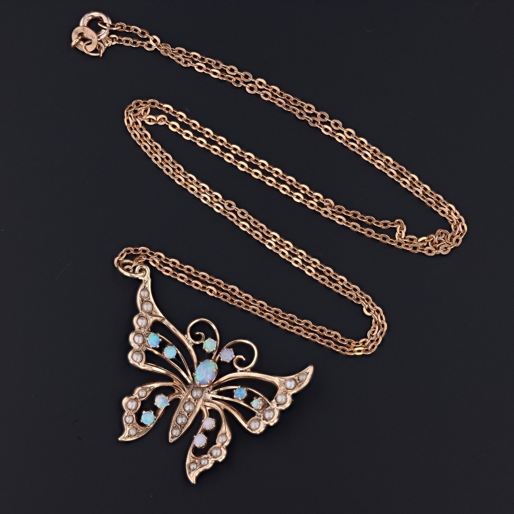 Butterfly Pendant | Opal & Pearl Butterfly Pendant | 10k Gold Butterfly on Optional 9ct Chain