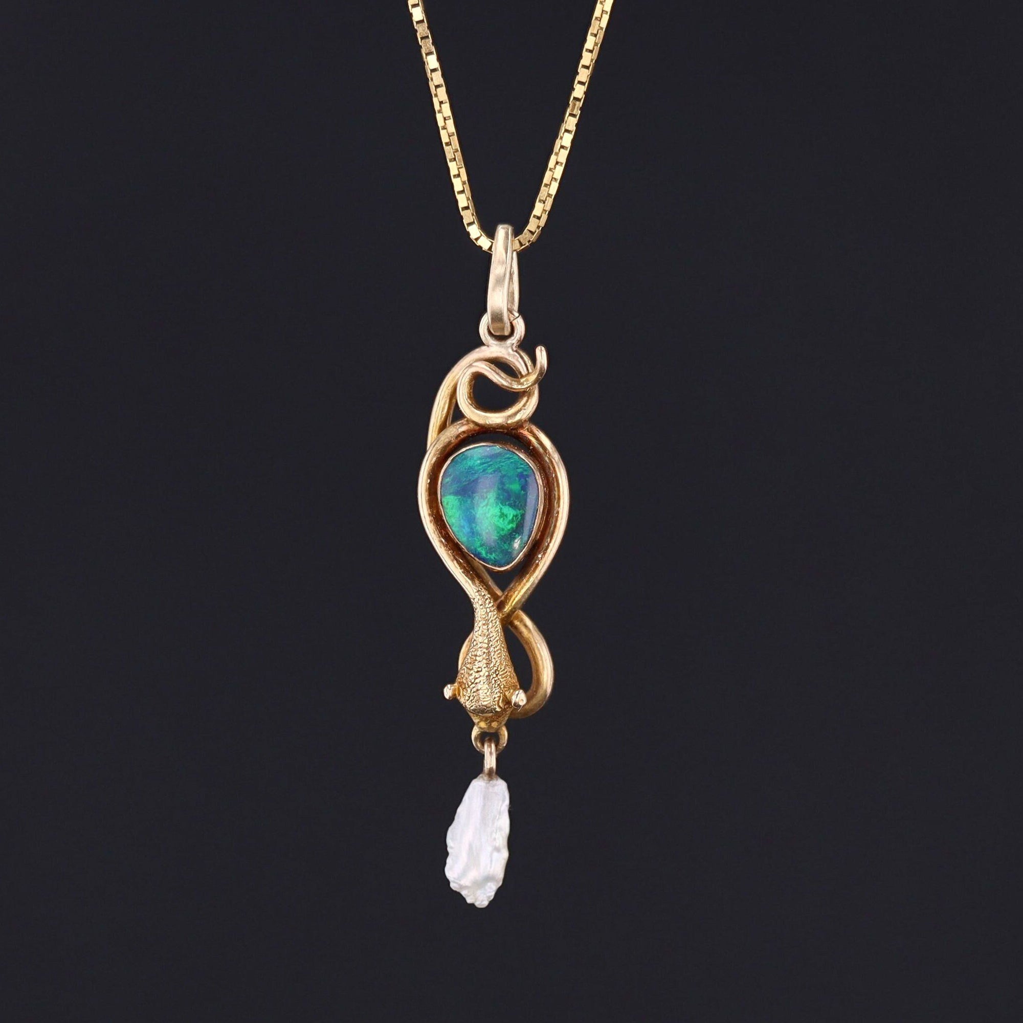 Opal Snake Pendant | Antique Pin Conversion 
