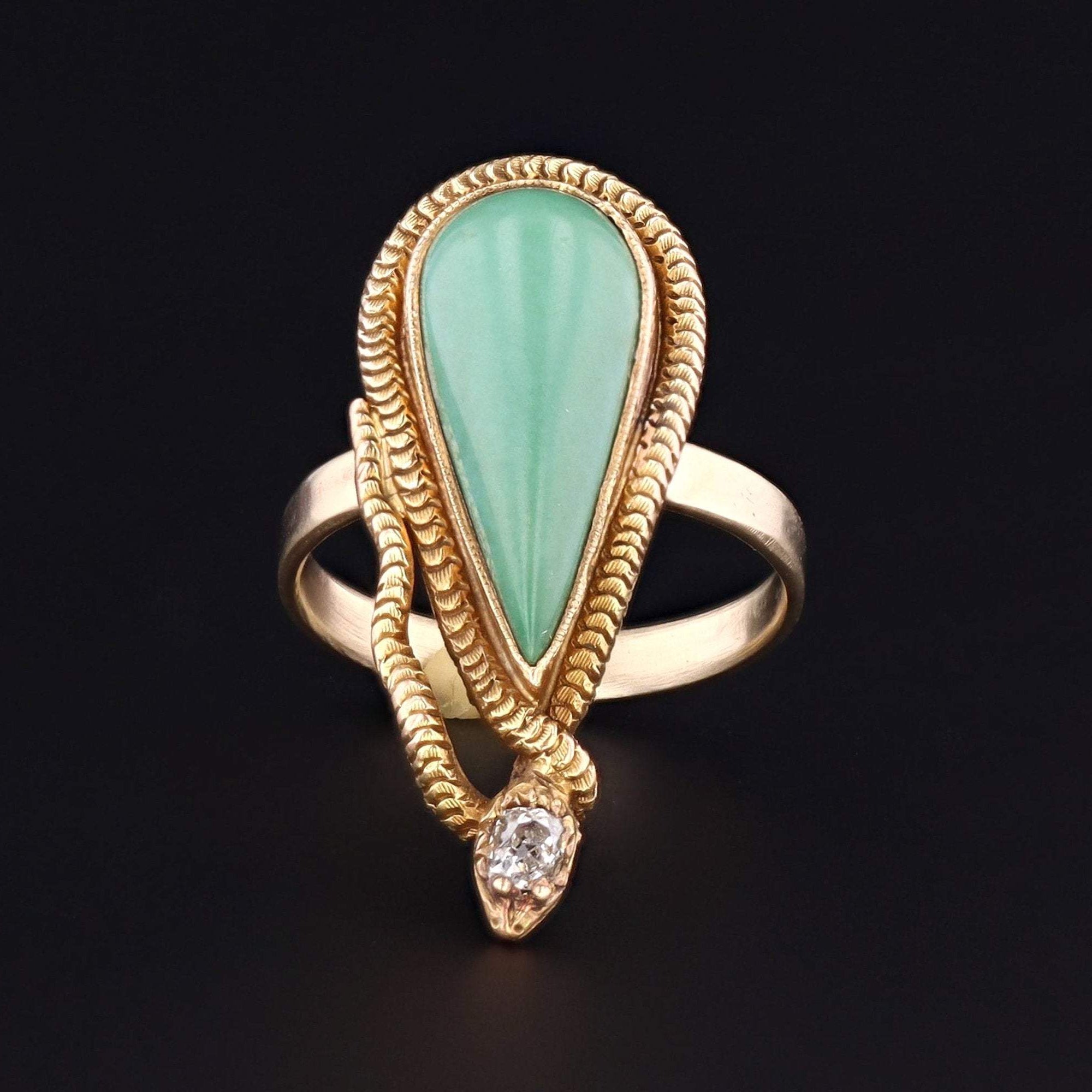 Snake Ring | Turquoise Snake Ring | 14k Gold Snake Ring | Turquoise and Diamond Ring | Antique Gold Ring