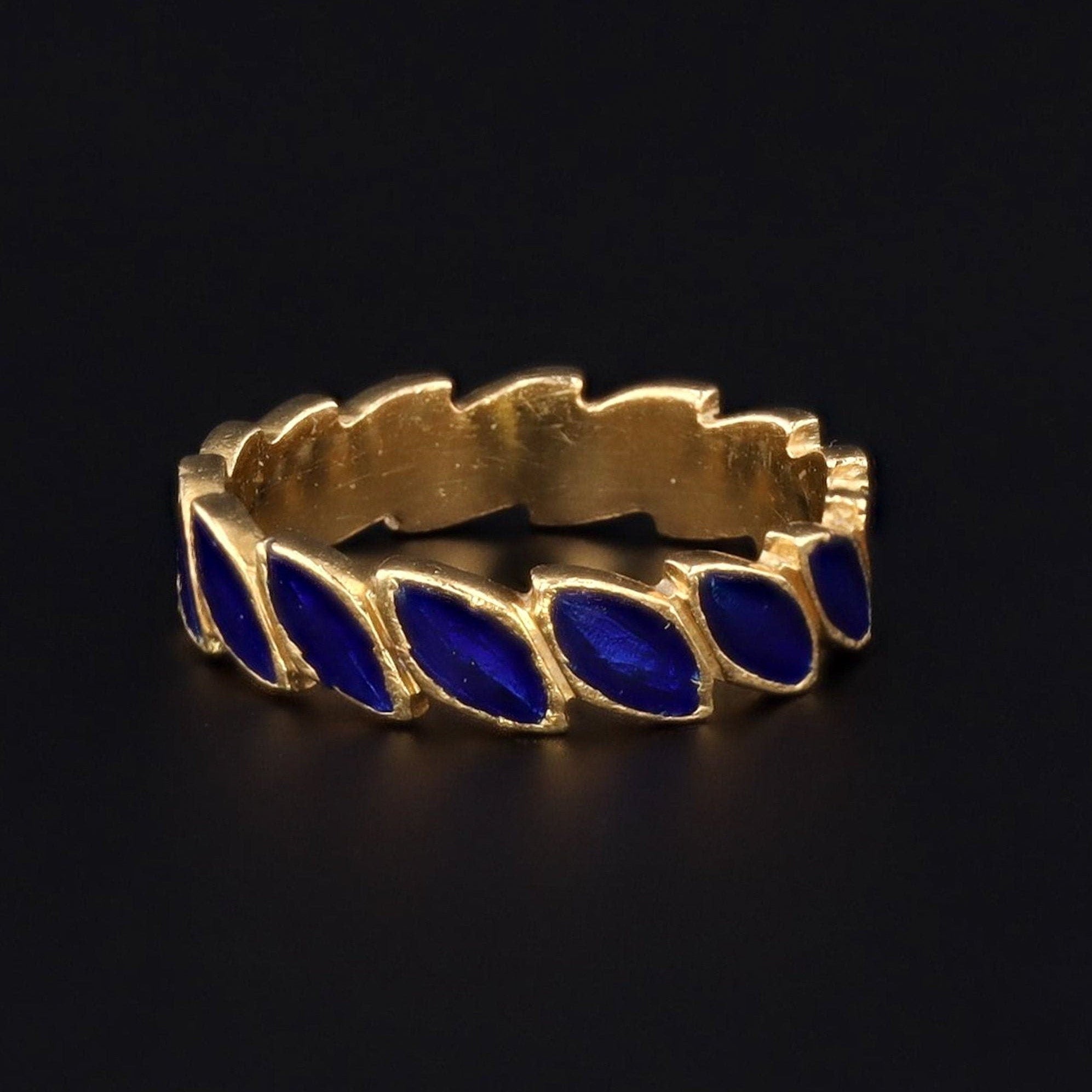 Blue Enamel Band | 18k Gold & Enamel Band 