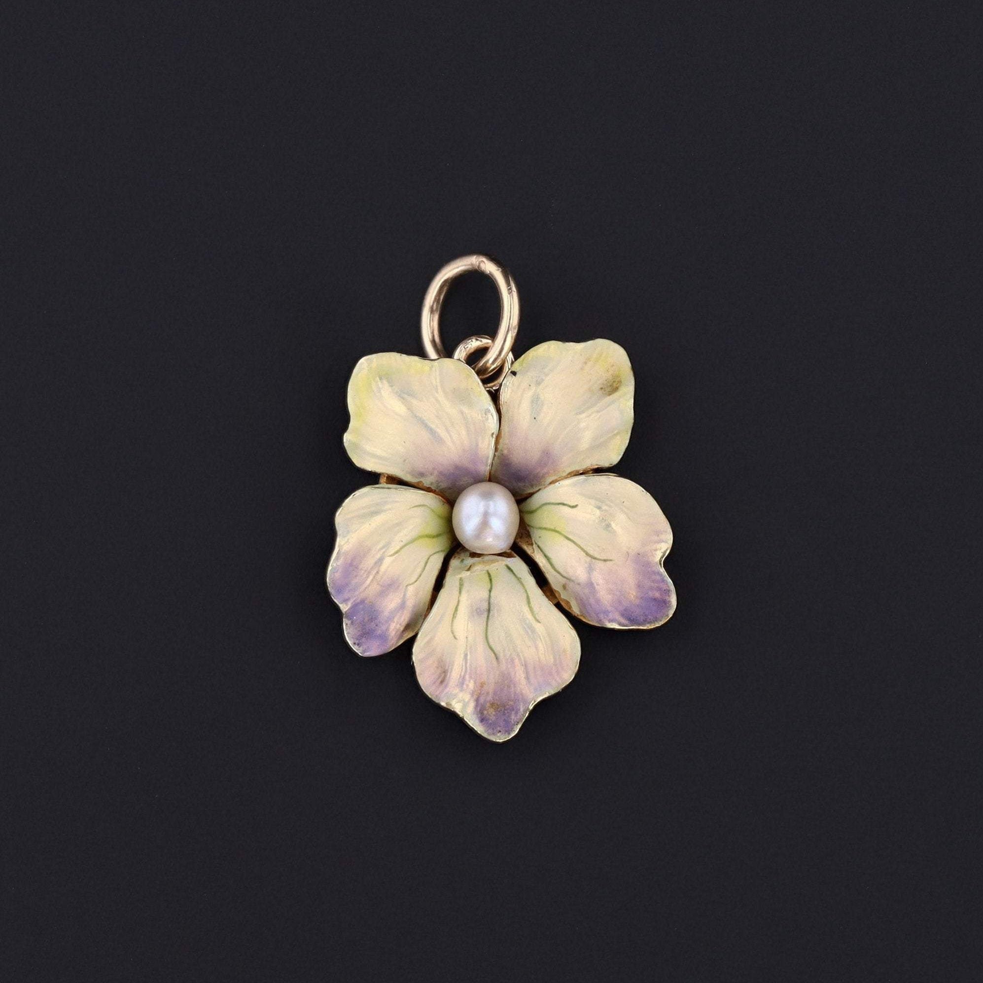 Enamel Flower Charm | Iridescent Enamel Flower Charm | 14k Gold Charm | Pin Conversion