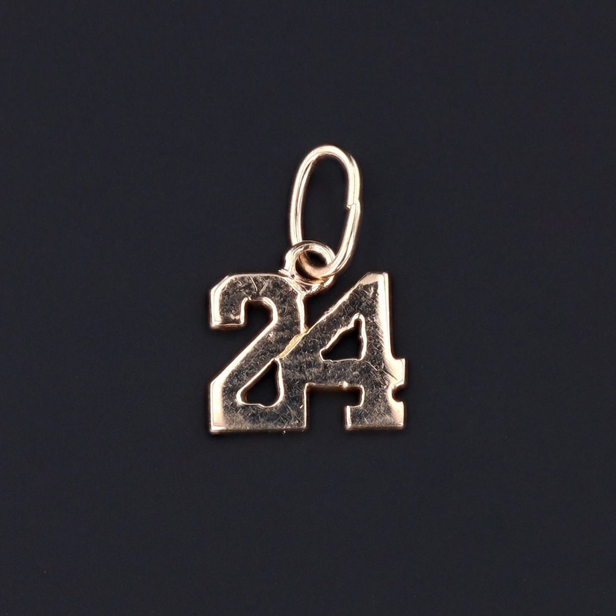 Number 24 Charm | 10k Gold #24 Charm 