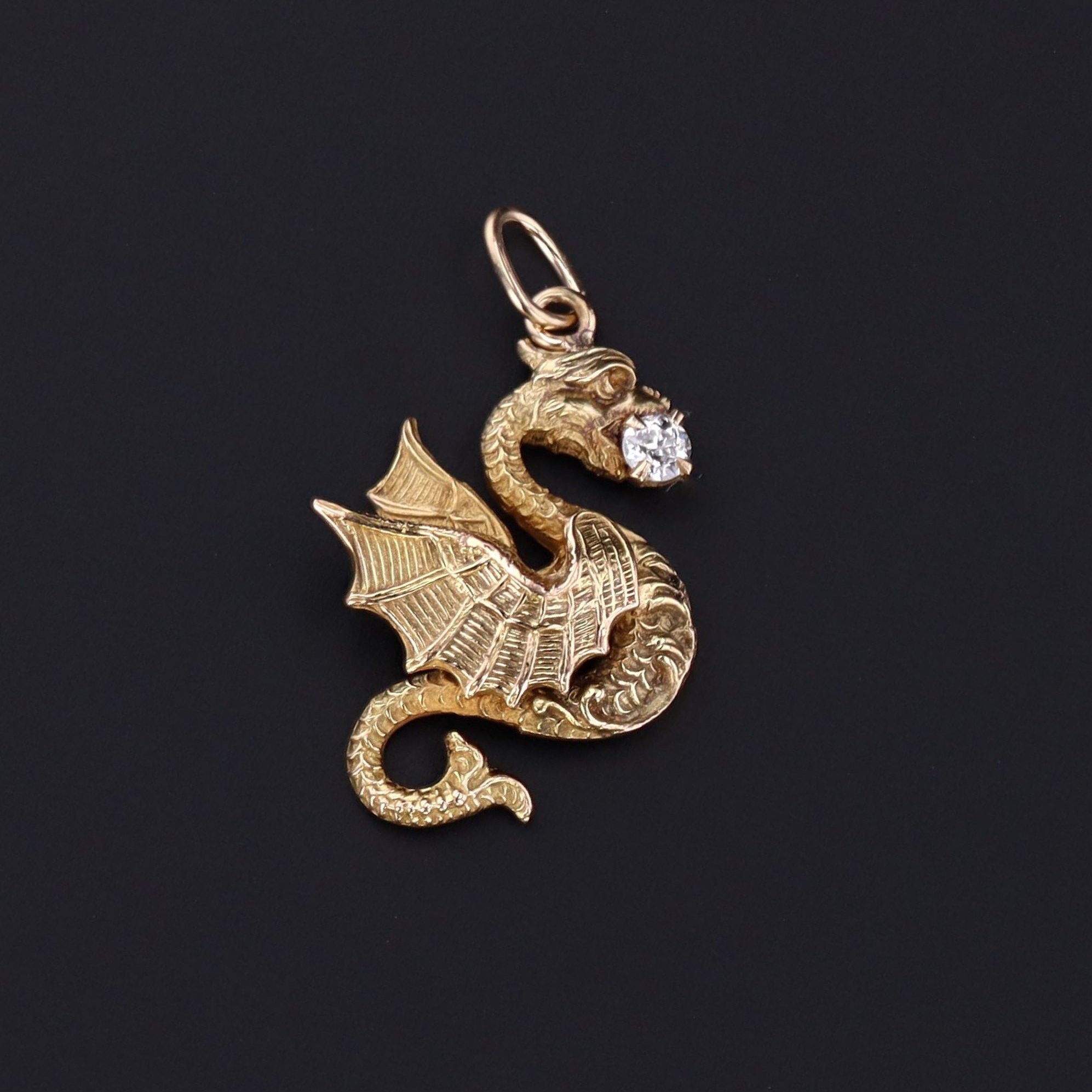 Dragon Charm | Antique Dragon Charm | 14k Gold Charm | Pin Conversion