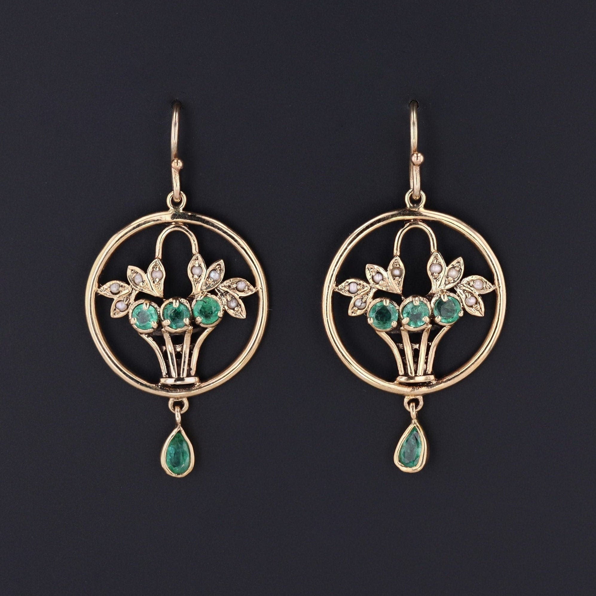 Vintage Giardinetti Flower Basket Earrings | 9ct Gold Earrings 