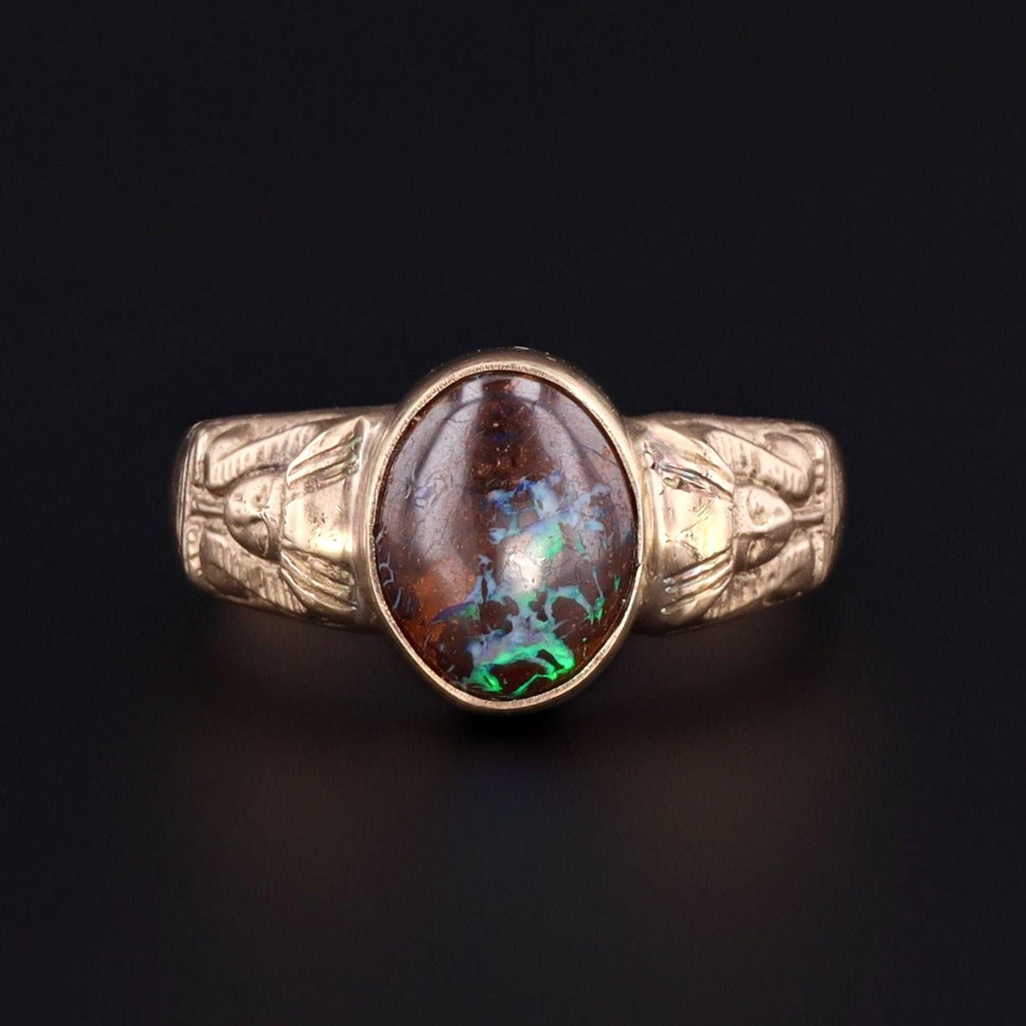 Boulder Opal Ring | 14k Gold & Boulder Opal Pharaoh Ring 