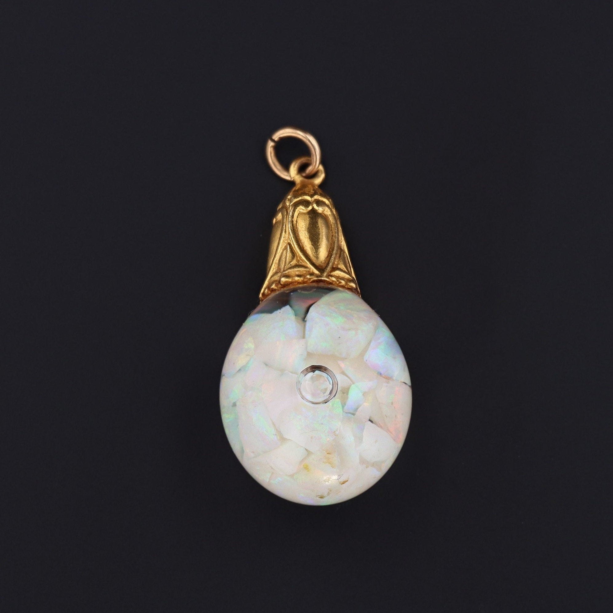 Floating Opal Charm | 14k Gold Charm | Vintage Floating Opal Charm