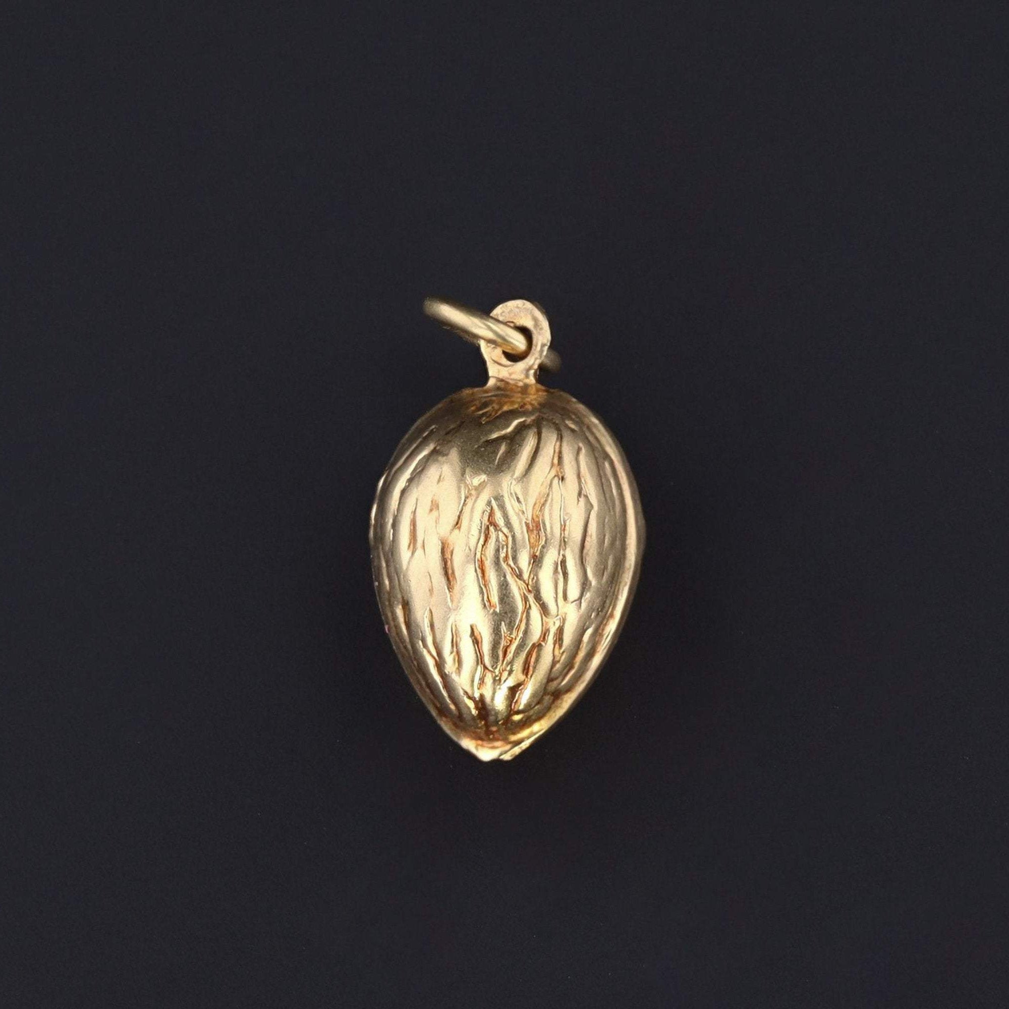 Vintage Walnut Charm | 14k Gold Charm or Pendant | Vintage Gold Charm