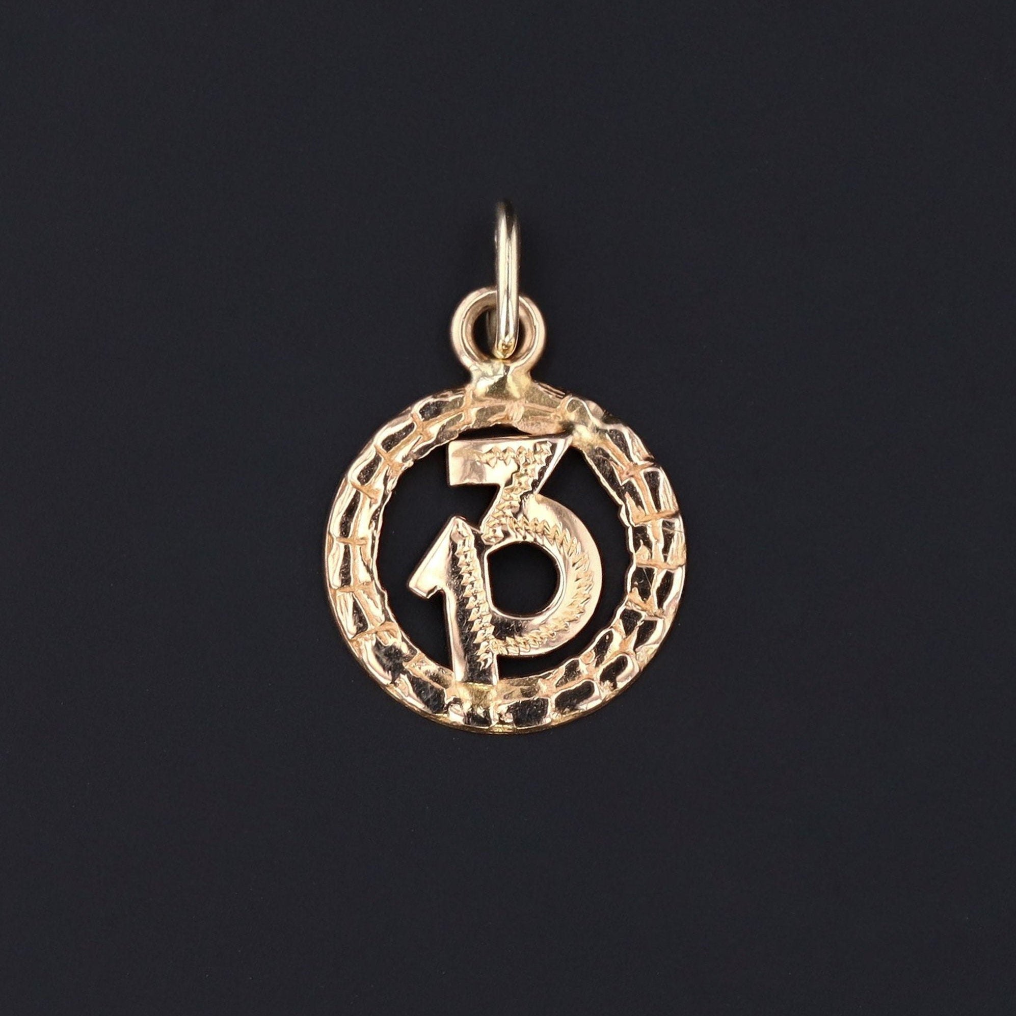 Number 13 Charm | Good Luck Charm | 14k Gold Charm | Vintage Charm