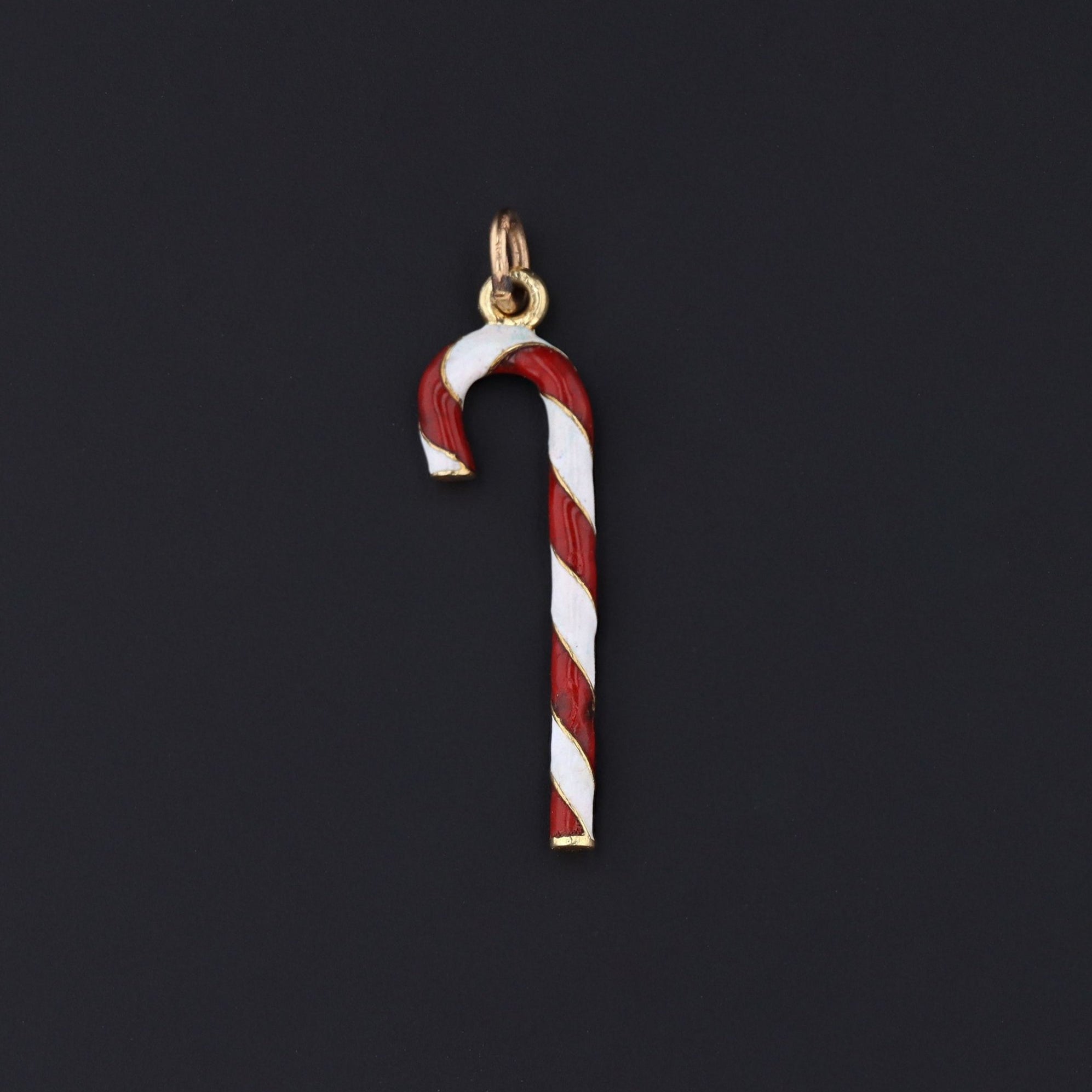 Candy Cane Charm | Vintage Candy Cane Charm | 14k Gold Candy Cane Charm