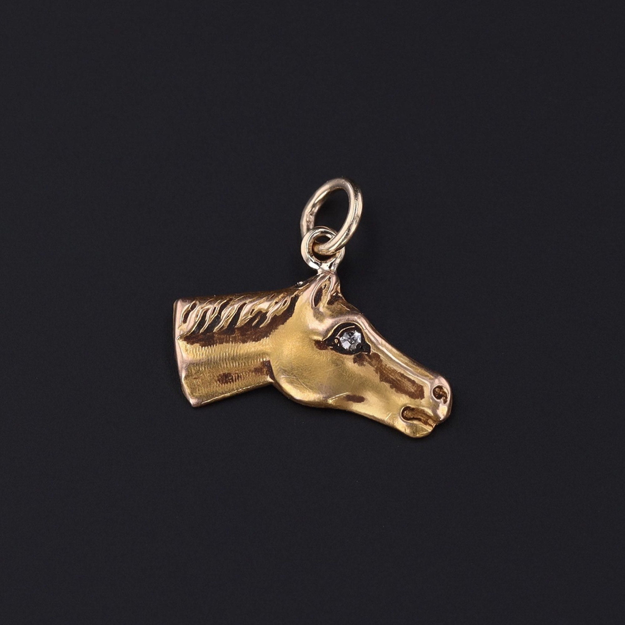 Horse Head Charm or Pendant | 14k Gold Horse Charm | Antique Pin Conversion Charm | Equestrian Gift | 14k Gold Charm