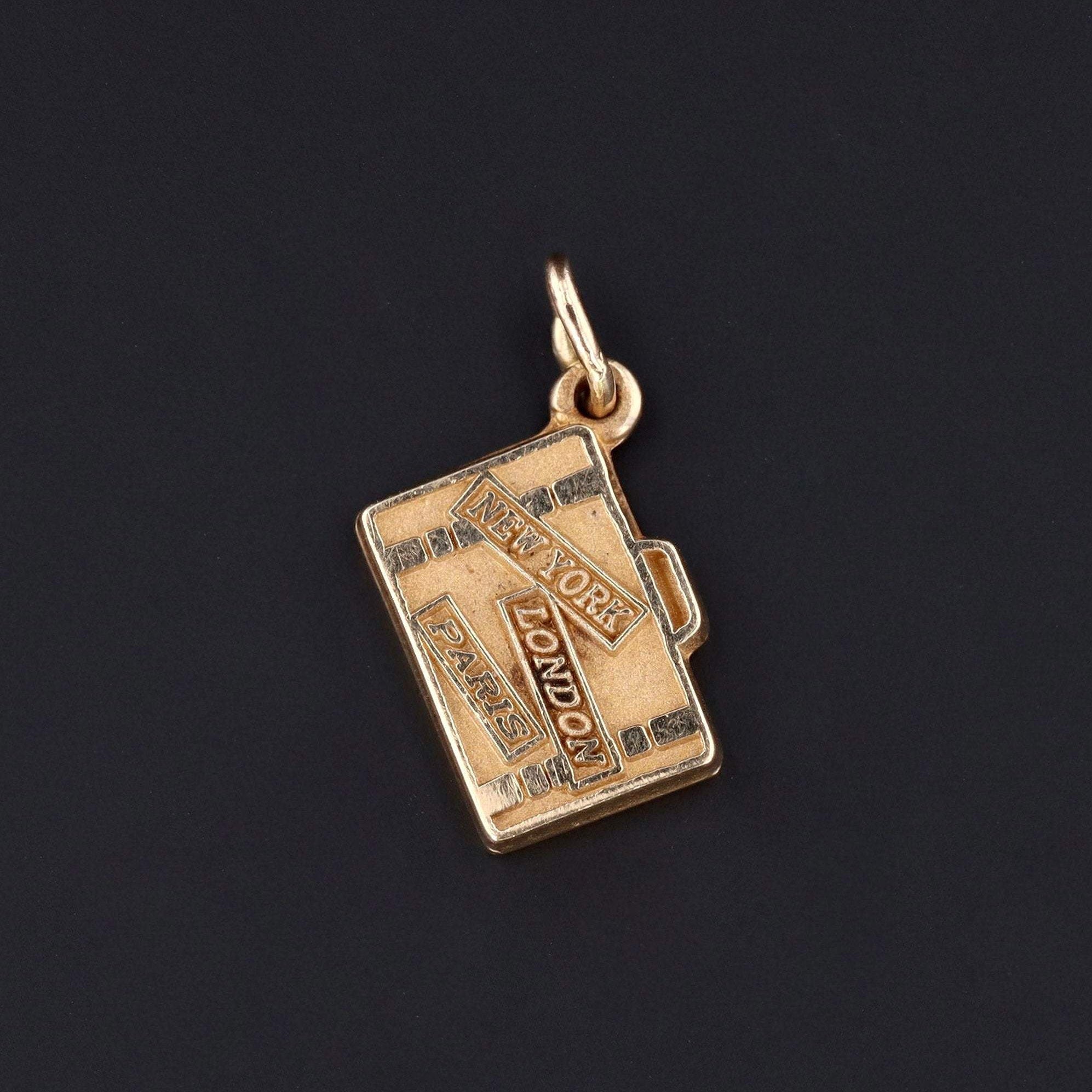 Gold Suitcase Charm | Vintage Gold Suitcase Charm | 14k Gold Suitcase Pendant | Gift for Traveler