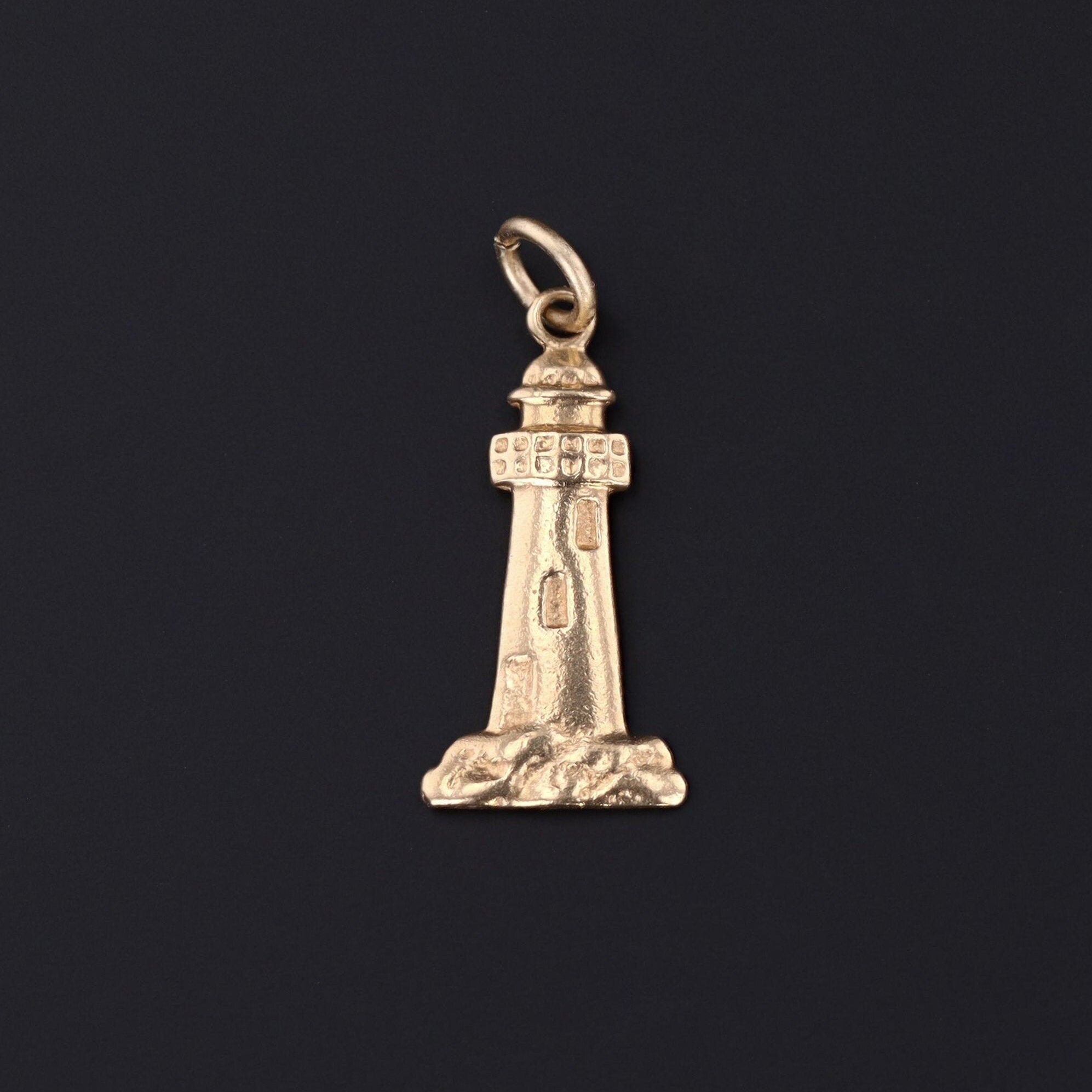 Vintage Lighthouse Charm | 14k Gold Charm 