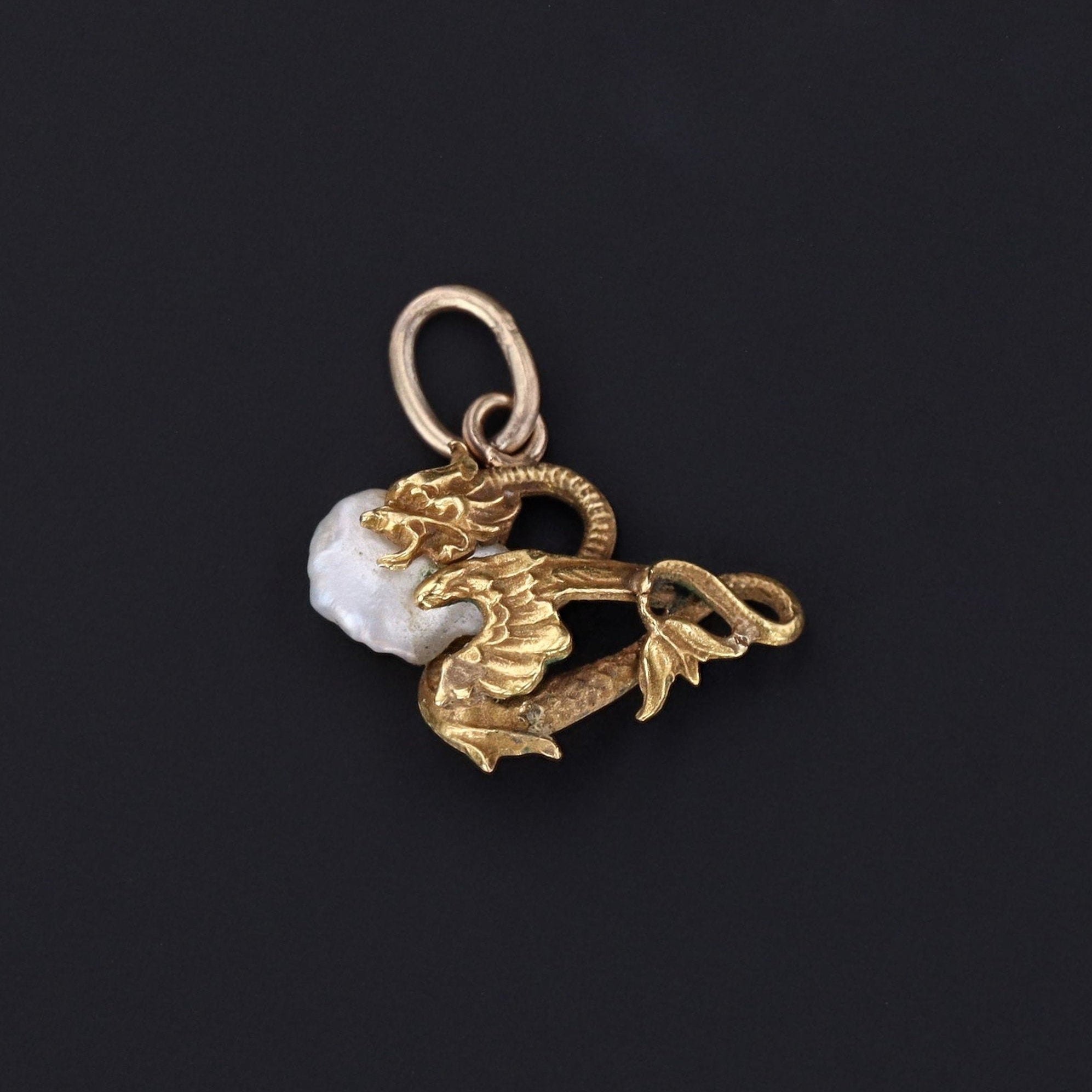 Art Nouveau Griffin Charm | Antique Pin Conversion | 14k Gold Griffin Charm | 14k Gold Charm | Antique Griffin Charm