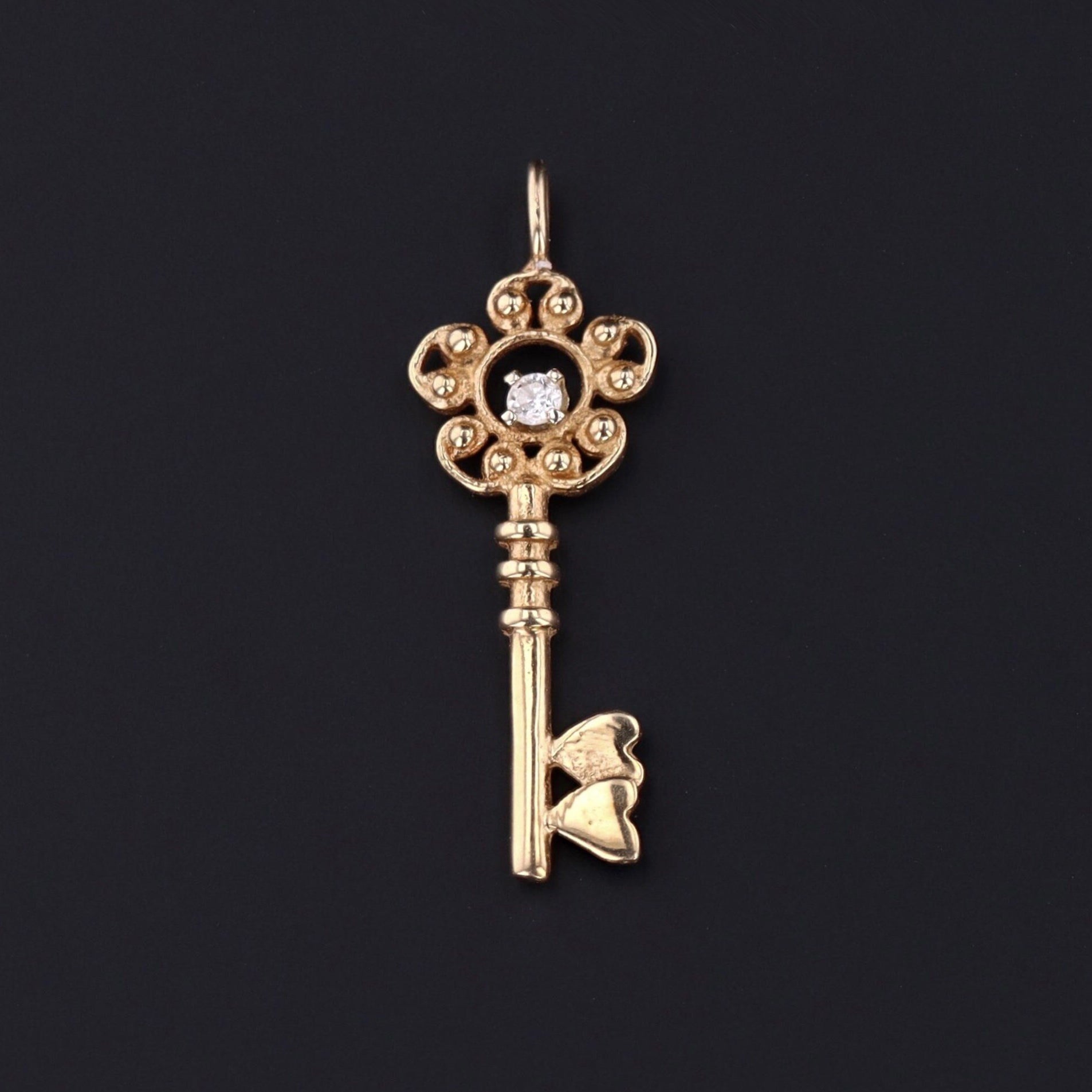 Key Charm | 14k Gold & Diamond Key Charm 