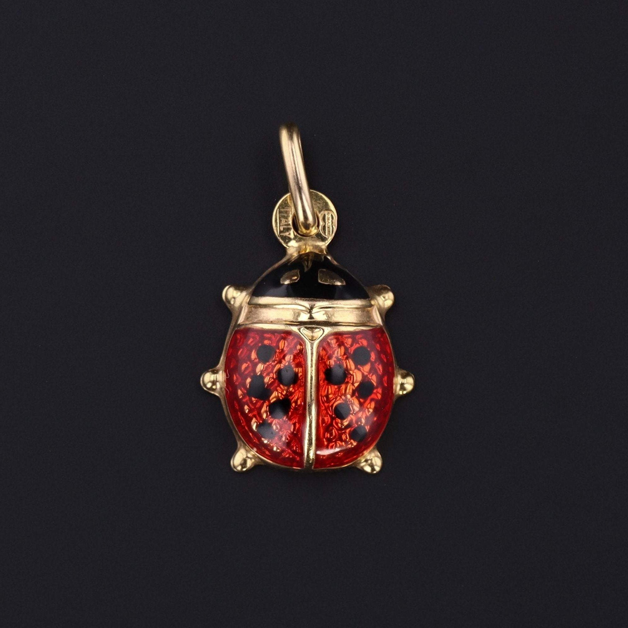 Vintage Ladybug Charm | 14k Gold & Enamel Ladybug Charm | Gold Charm | Vintage Charm