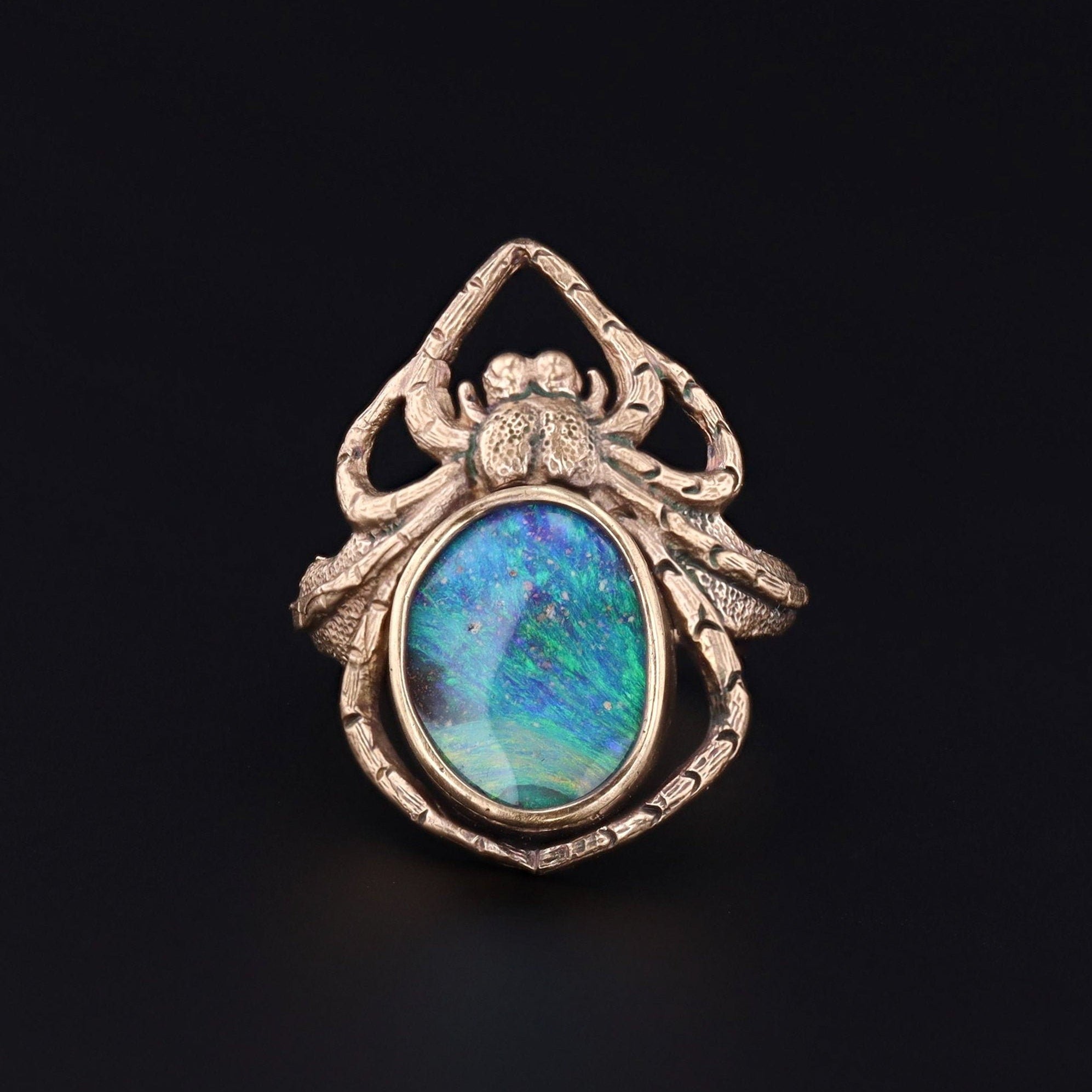 Spider Ring | 14k Gold Boulder Opal Spider Ring | 14k Gold Ring | Art Nouveau Style Ring