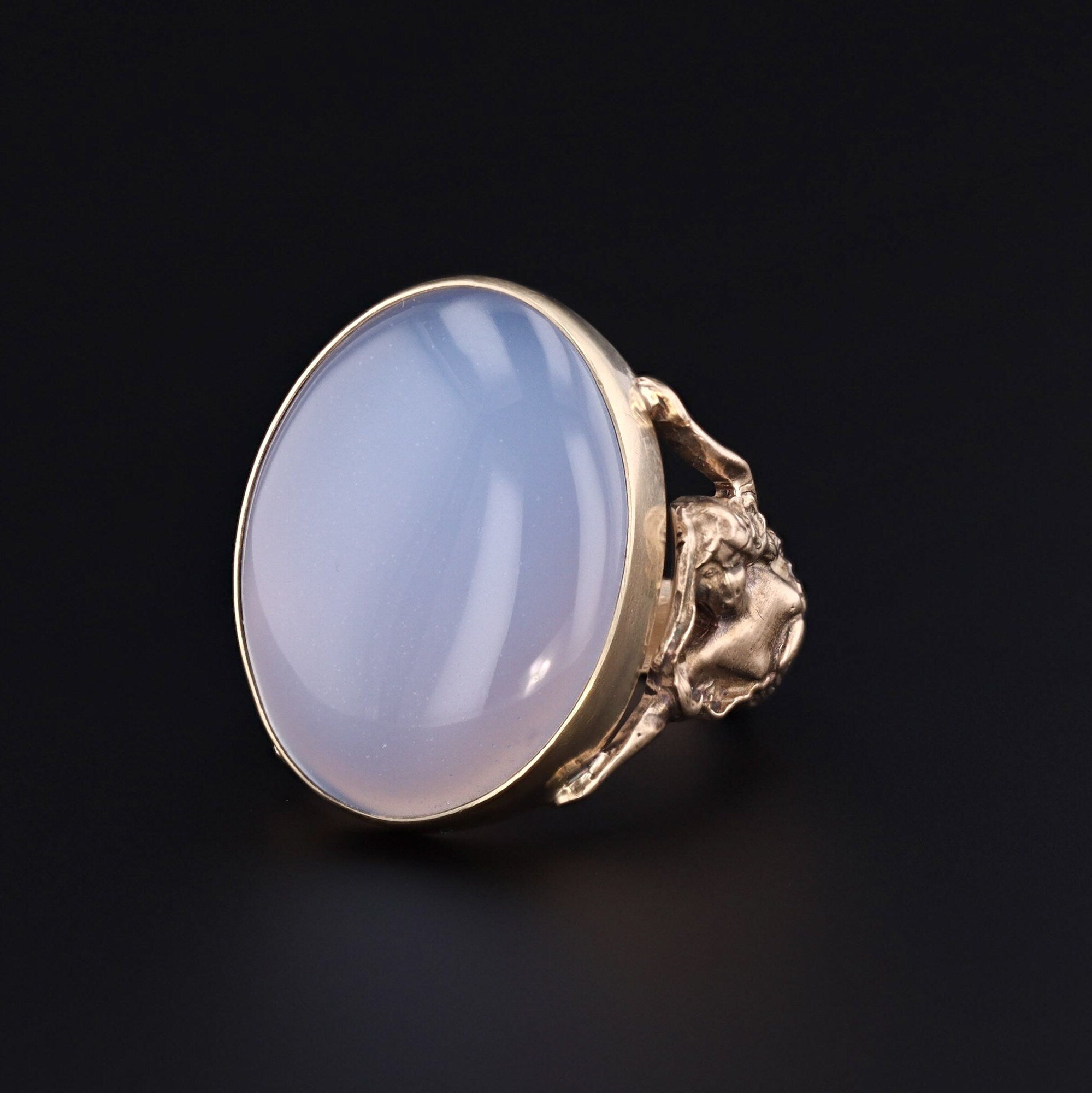 Chalcedony Ring | 14k Gold Floral Woman Ring 