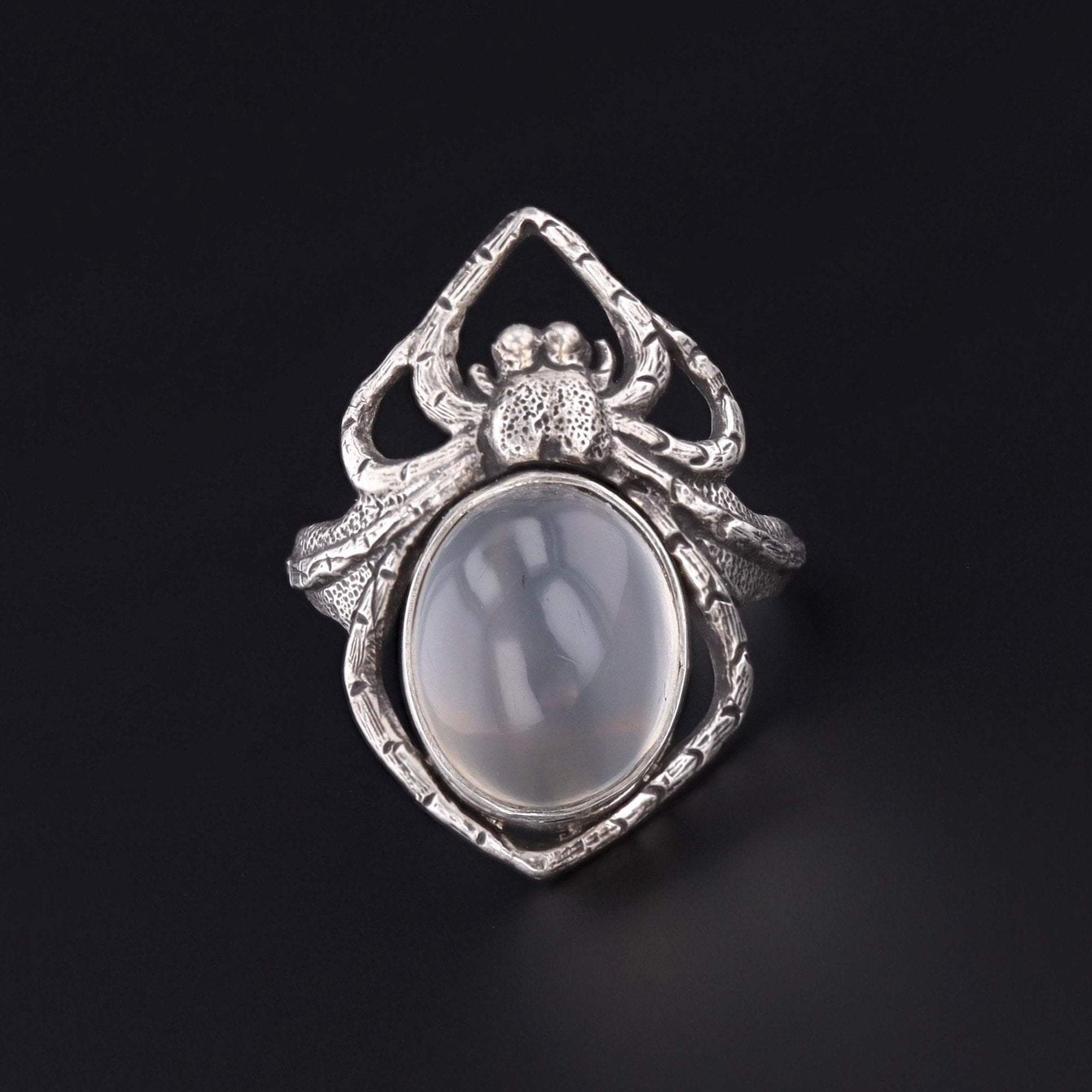 Spider Ring | Silver Moonstone Spider Ring | Silver Ring | Art Nouveau Style Ring