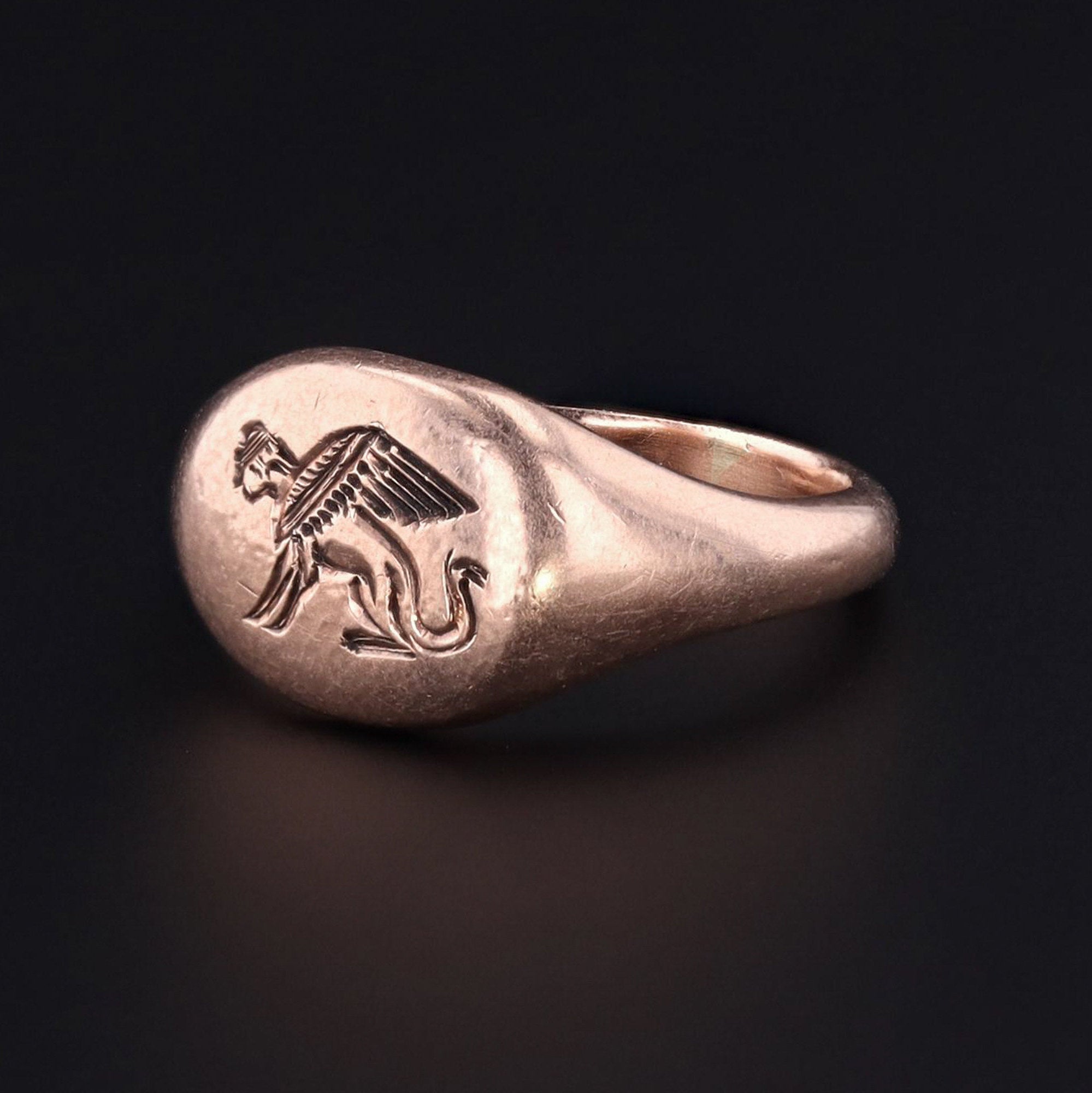 Sphinx Signet Ring | 8k Gold Ring | Antique Signet Ring | Sphinx Ring