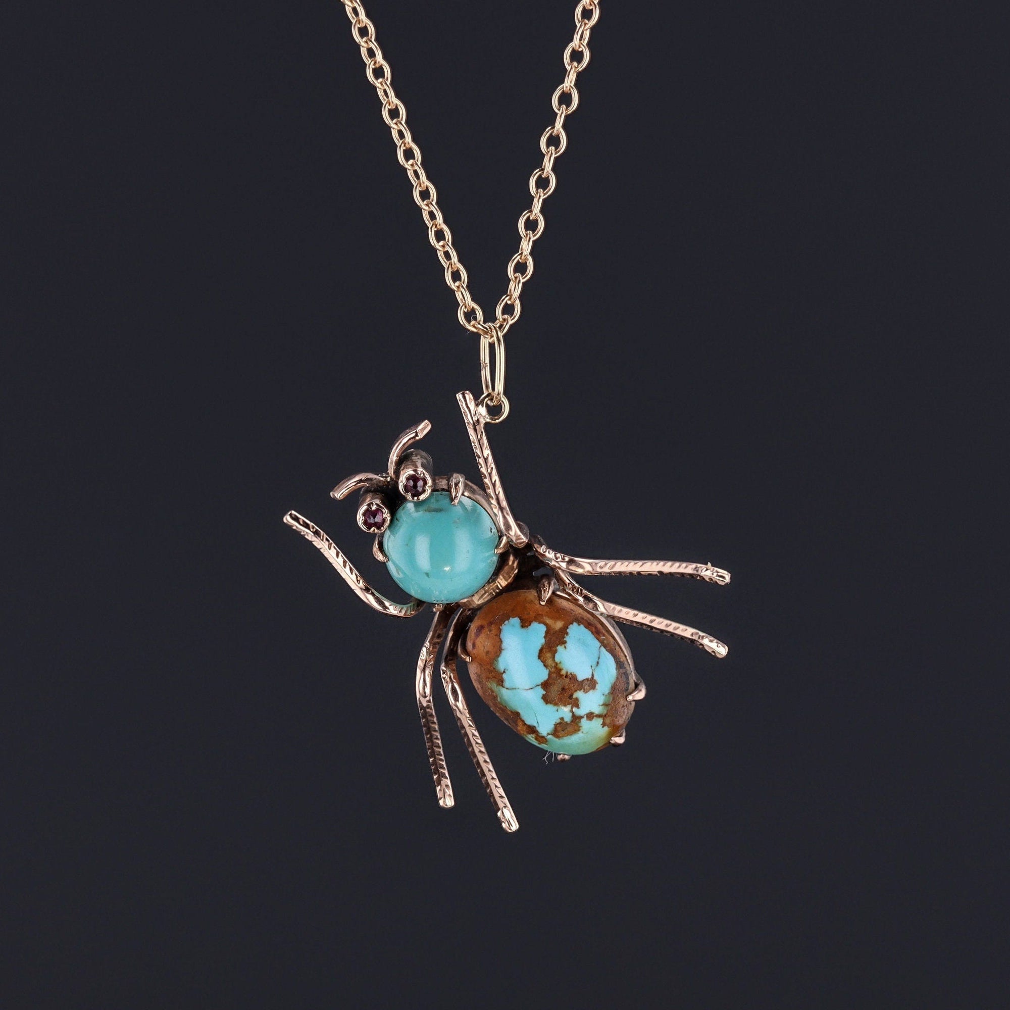 Vintage Insect Pendant | Turquoise Bug Pendant 