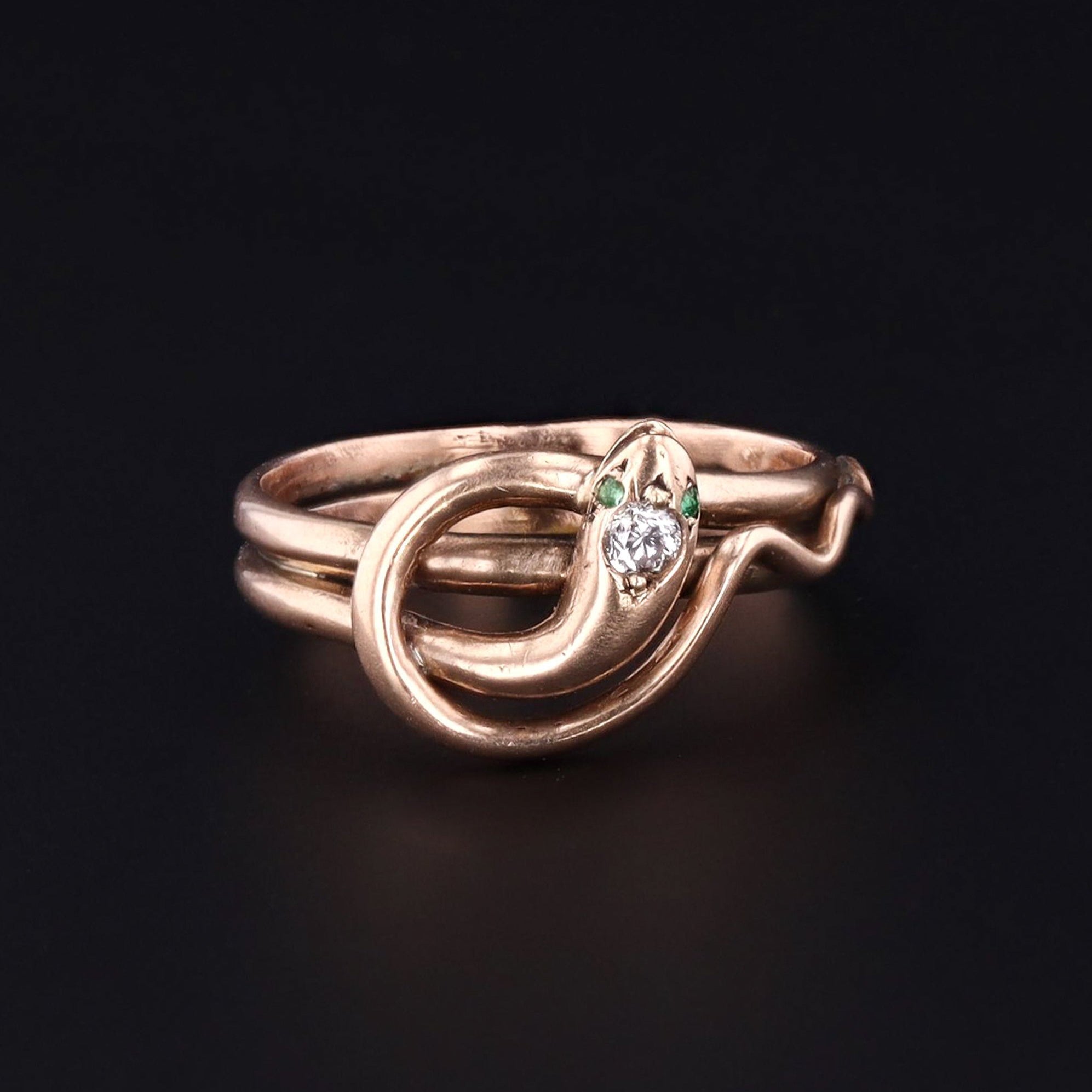 Snake Ring | Antique Snake Ring | Diamond Snake Ring | 10k Gold Ring