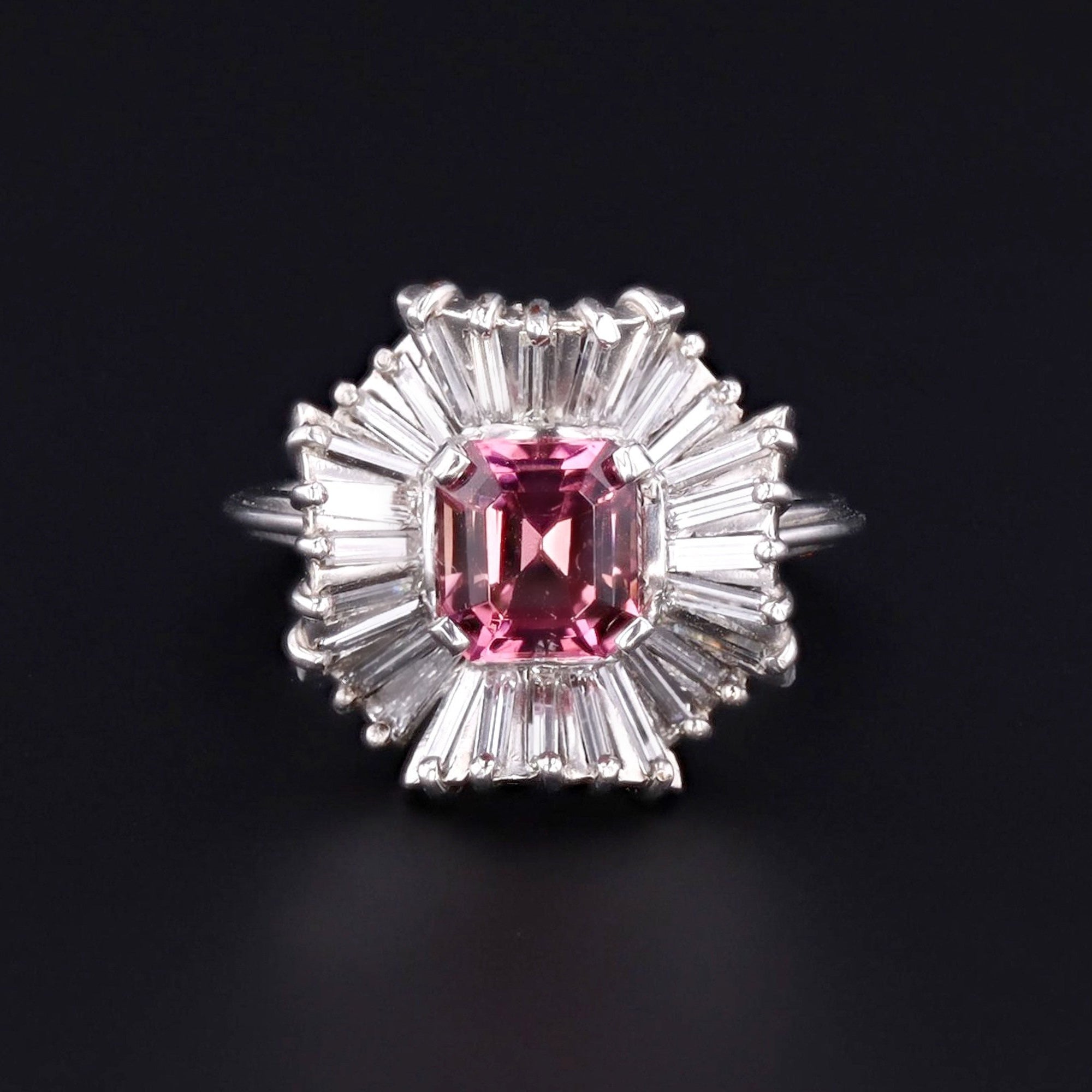 Pink Tourmaline & Diamond Ring | Tourmaline Ring | Platinum Ring | Vintage Ring | Engagement Ring