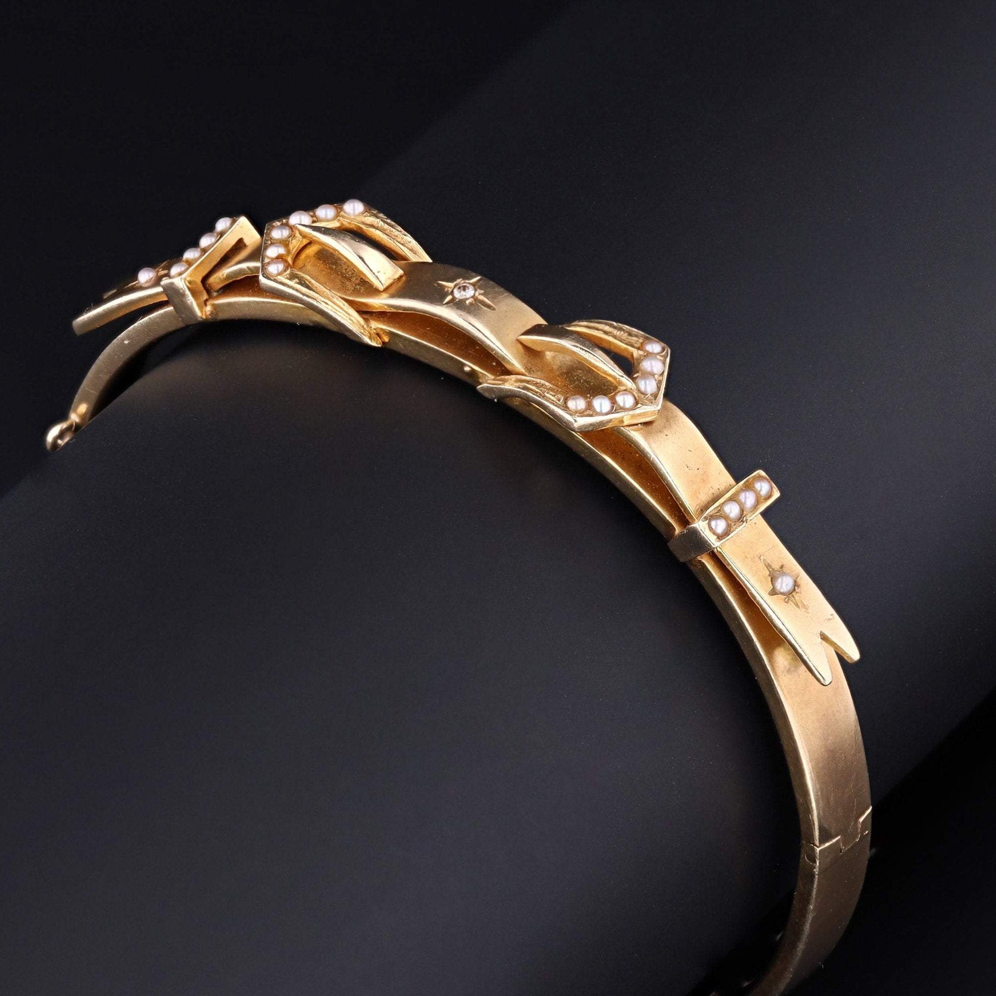 Antique Buckle Bangle Bracelet | 14k Gold Bangle Bracelet | Gold Bracelet | Antique Bangle Bracelet